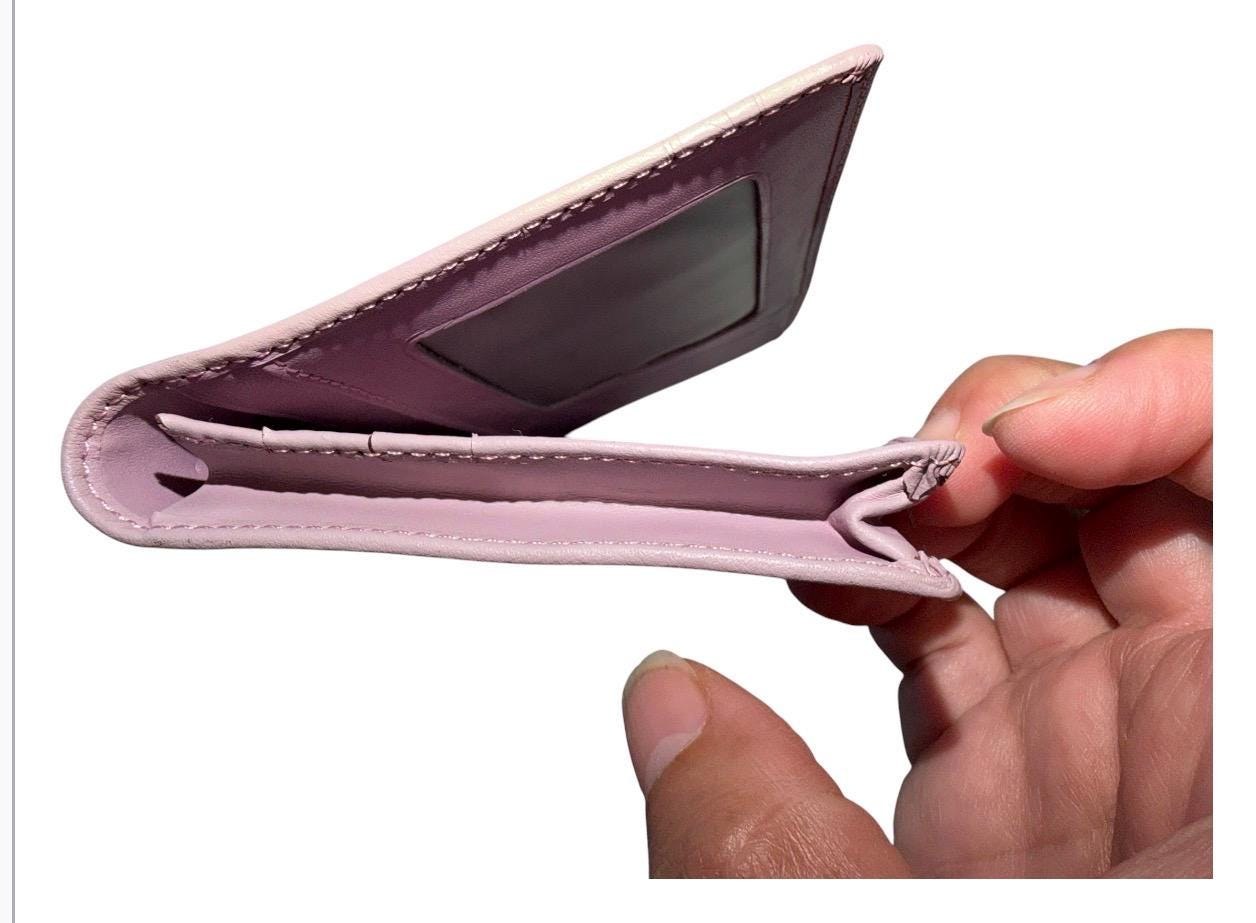 Crabapple Dusty Rose Vegan Leather Bifold Wallet, Mauve Pink Clutch with Zip Coin Pocket, view 4