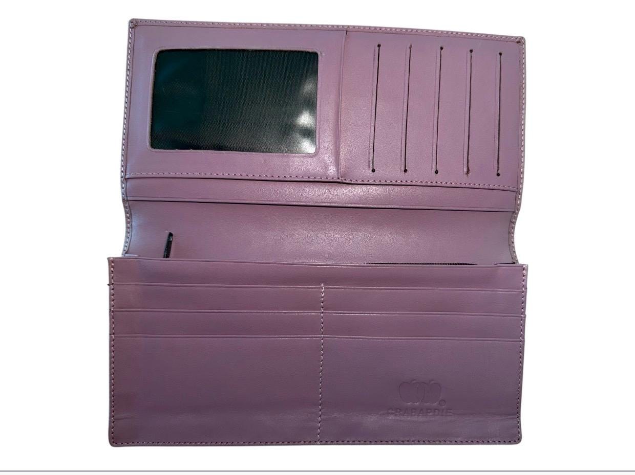 Crabapple Dusty Rose Vegan Leather Bifold Wallet, Mauve Pink Clutch with Zip Coin Pocket, view 9