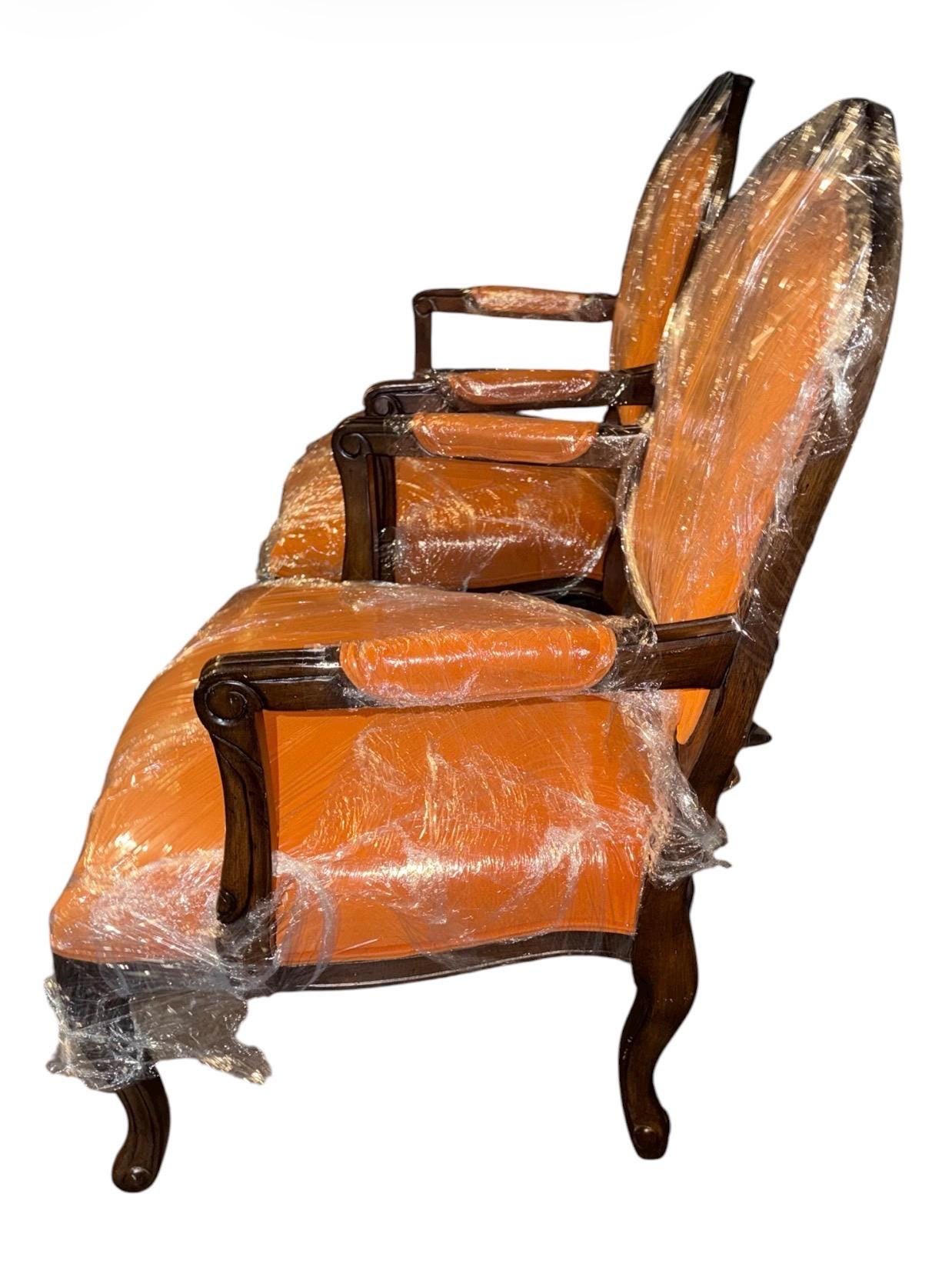 Louis XV Style Carved Wood Armchairs, French Tapestry Upholstery, Salon Seating Pair, view 4