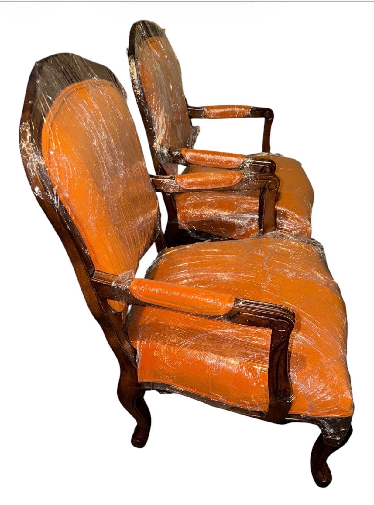 Louis XV Style Carved Wood Armchairs, French Tapestry Upholstery, Salon Seating Pair, view 7