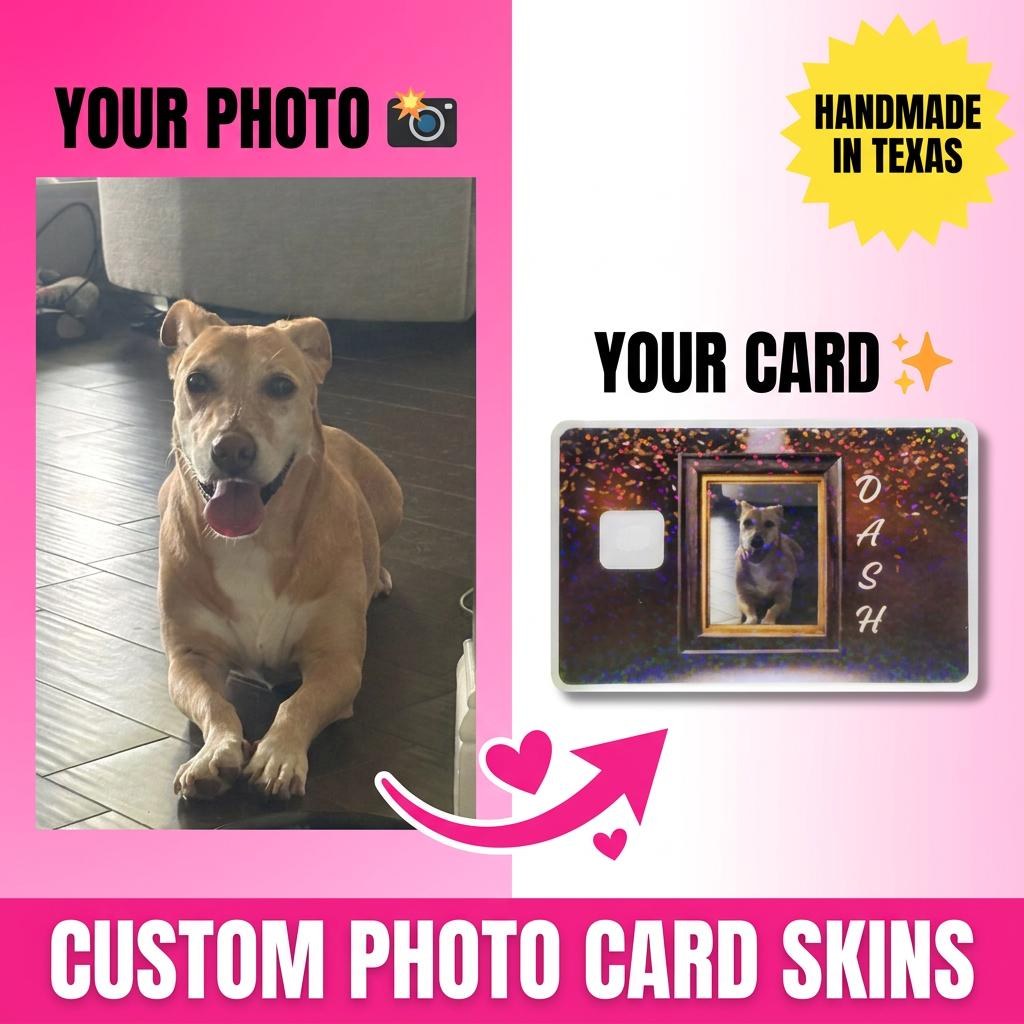 Custom Photo Credit Card Skin, Personalized Pet Portrait Debit Card Sticker, view 2