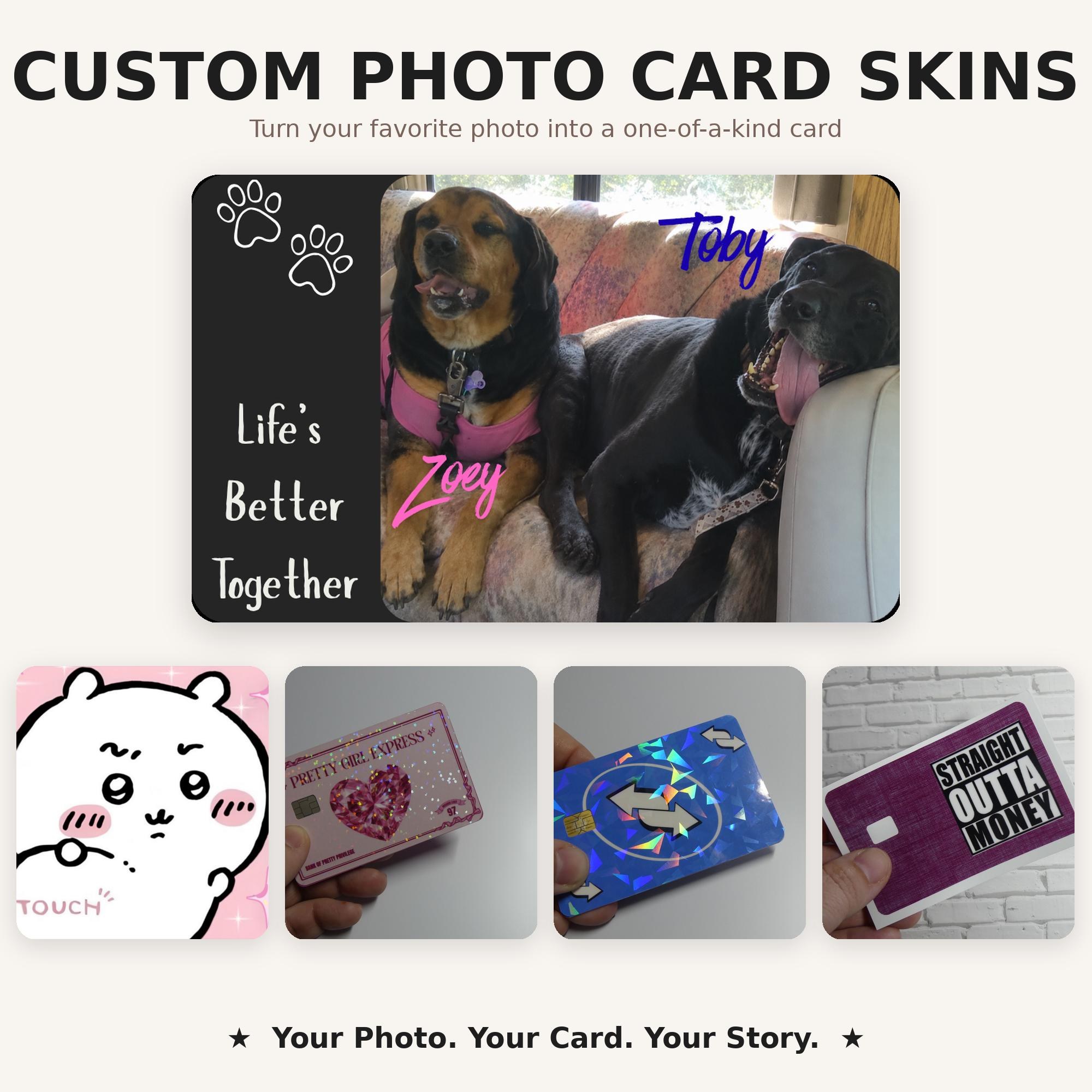 Custom Photo Credit Card Skin, Personalized Pet Portrait Debit Card Sticker, view 3