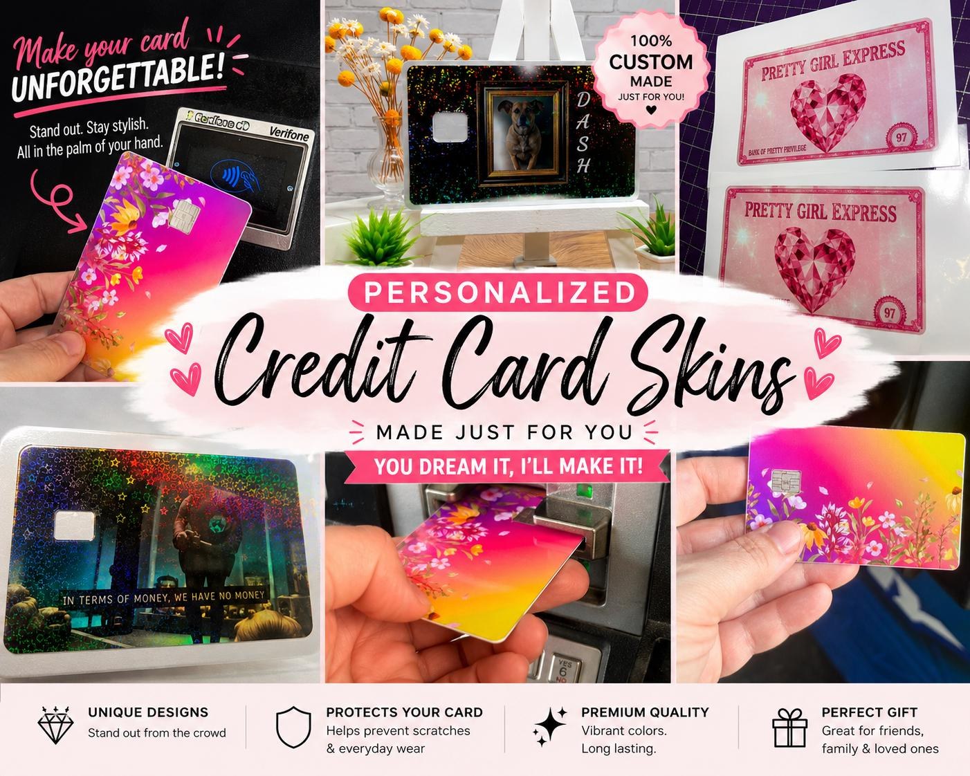 Custom Photo Credit Card Skin, Personalized Pet Portrait Debit Card Sticker, view 6