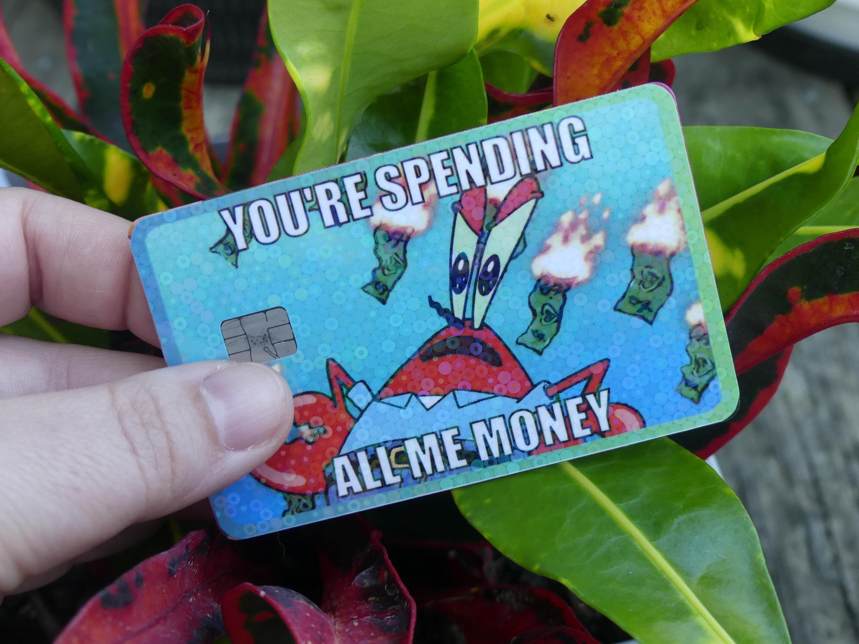 You Spending Money Card Sticker, Waterproof Vinyl Card Cover Decal
