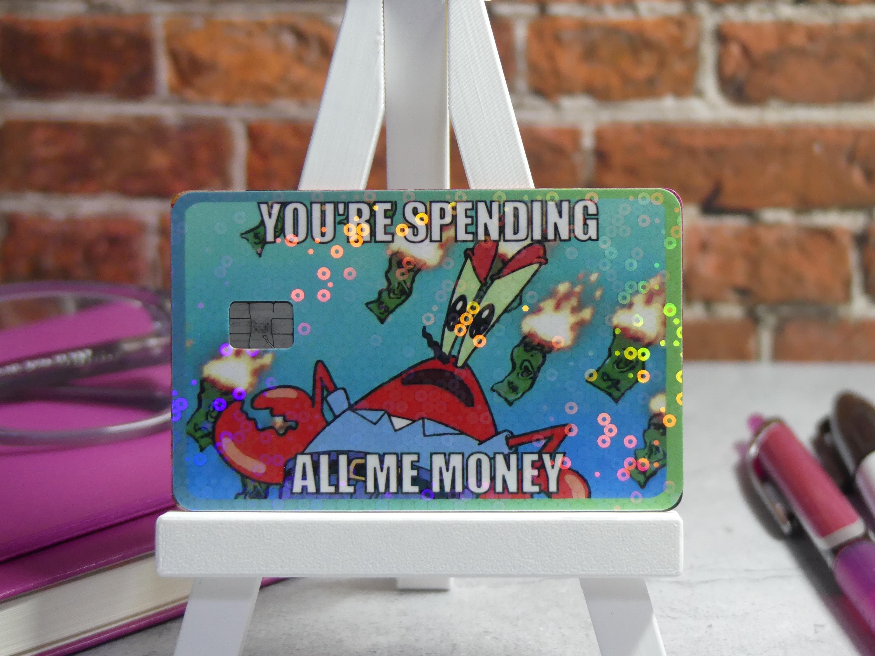 You Spending Money Card Sticker, Waterproof Vinyl Card Cover Decal, view 2