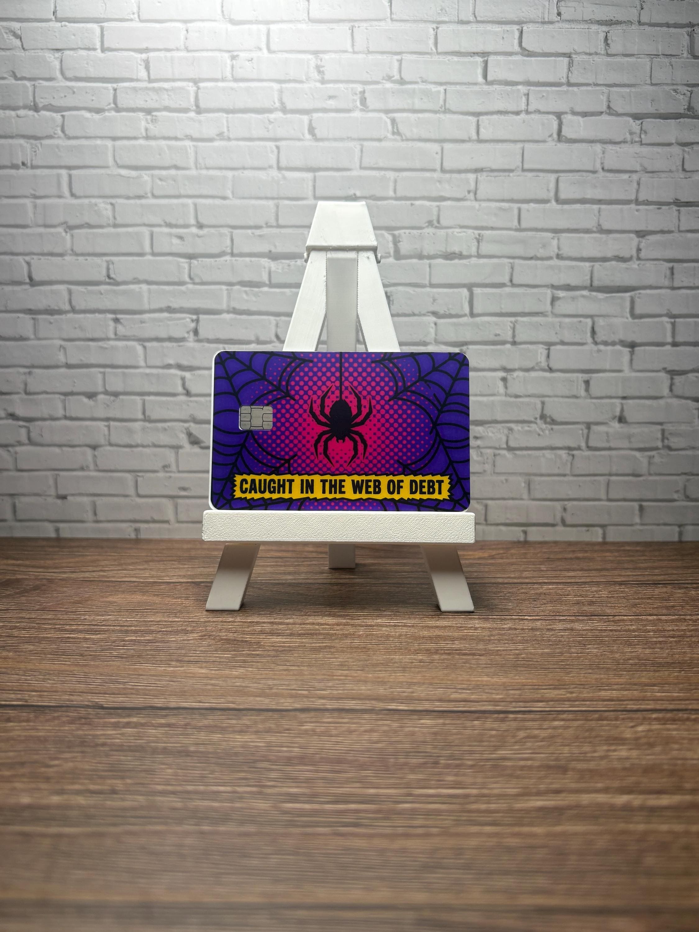 Web of Debt Credit Card Skin, Spider Comic Vinyl Decal, Debit Card Sticker Cover, view 2