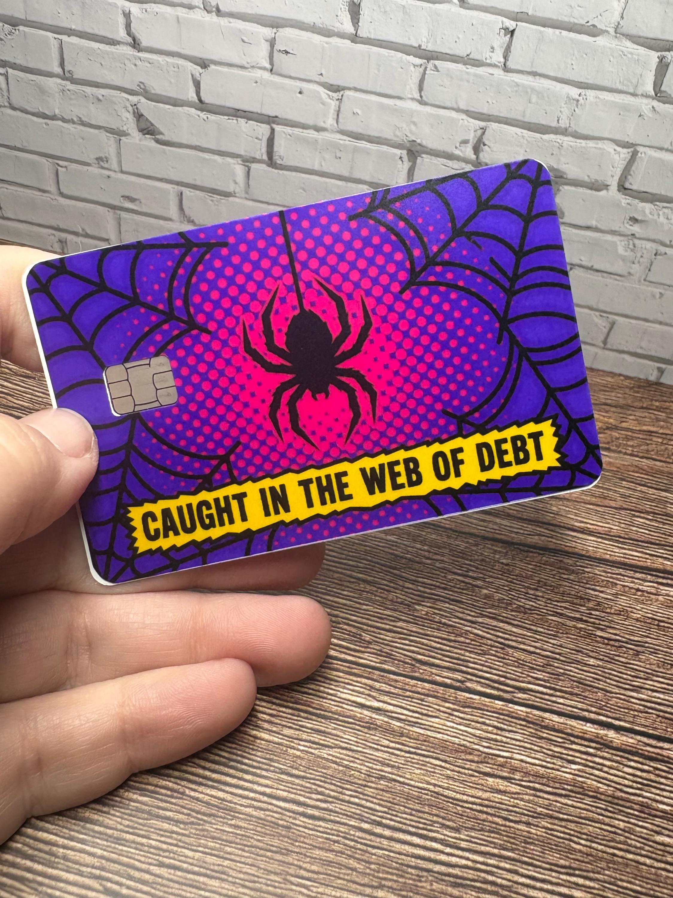 Web of Debt Credit Card Skin, Spider Comic Vinyl Decal, Debit Card Sticker Cover, view 3