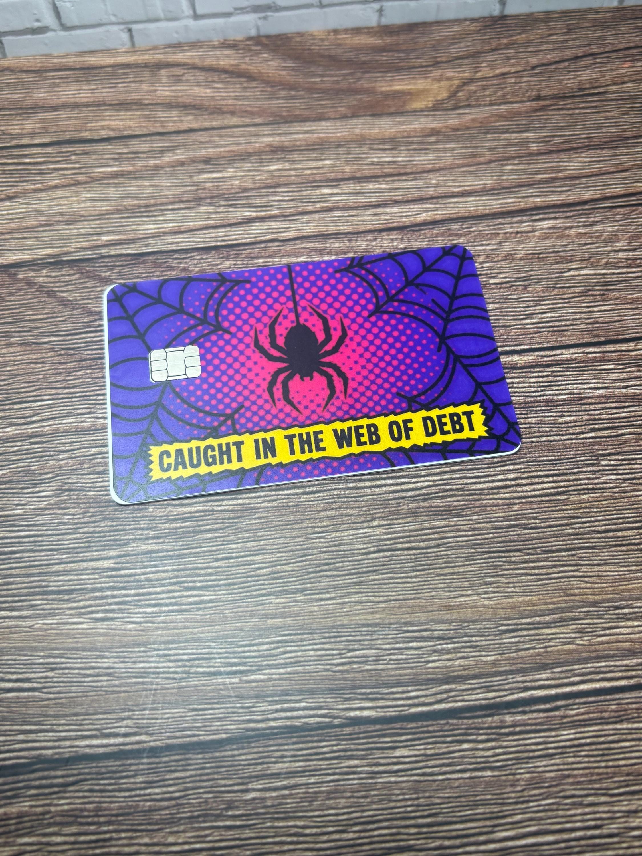 Web of Debt Credit Card Skin, Spider Comic Vinyl Decal, Debit Card Sticker Cover, view 4