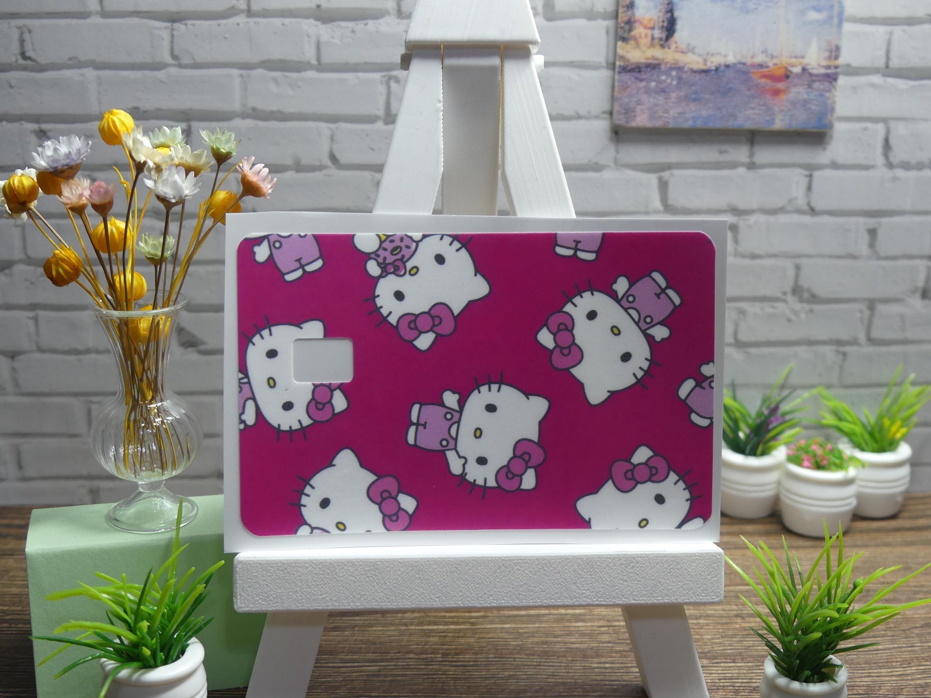 Kawaii Cat Credit Card Decal | Pink Kitty Cartoon Skin (Standard Fit)