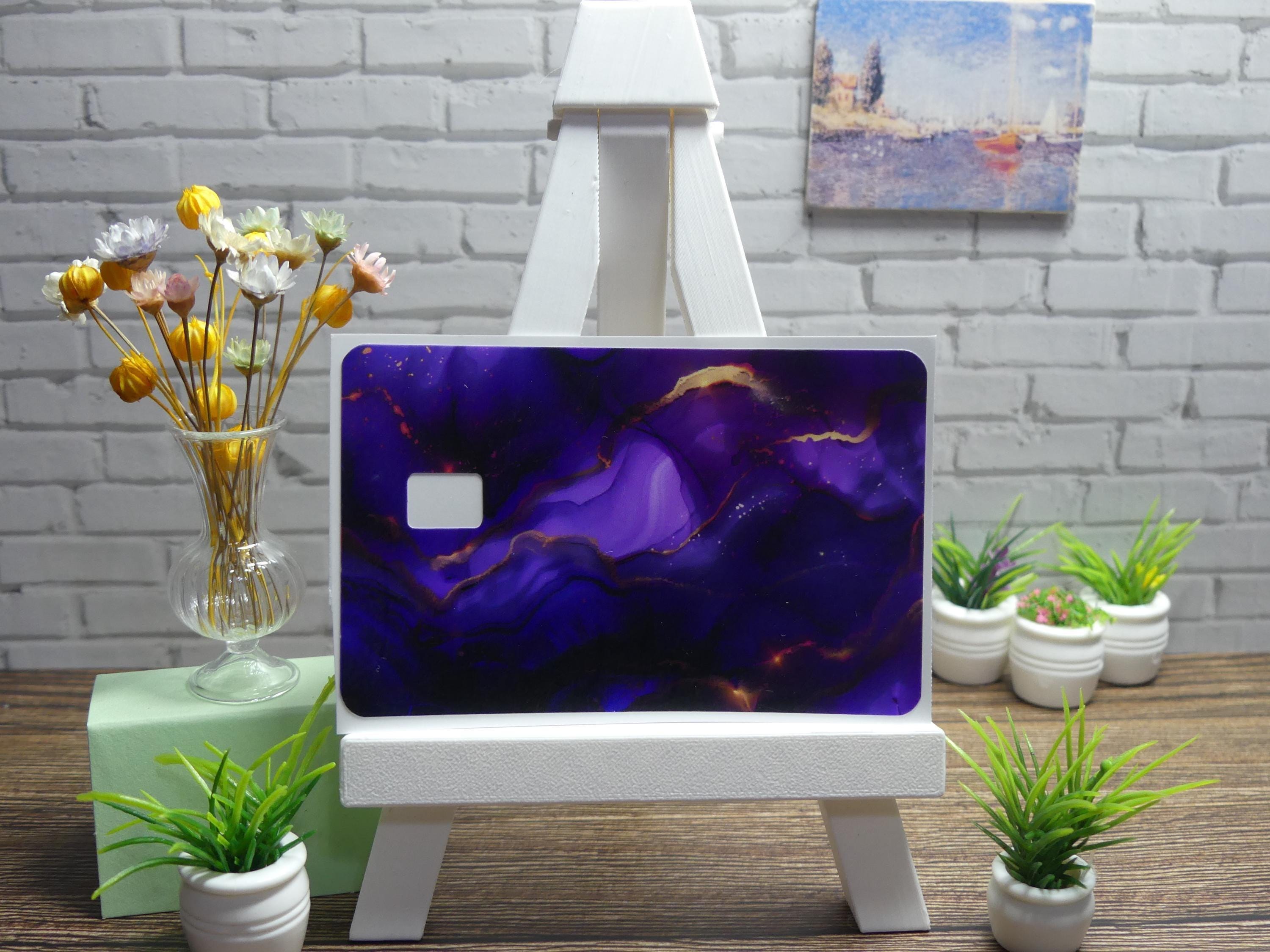 Credit Card Decal | Purple Marble | Elegant Vinyl Skin with Gold Veins
