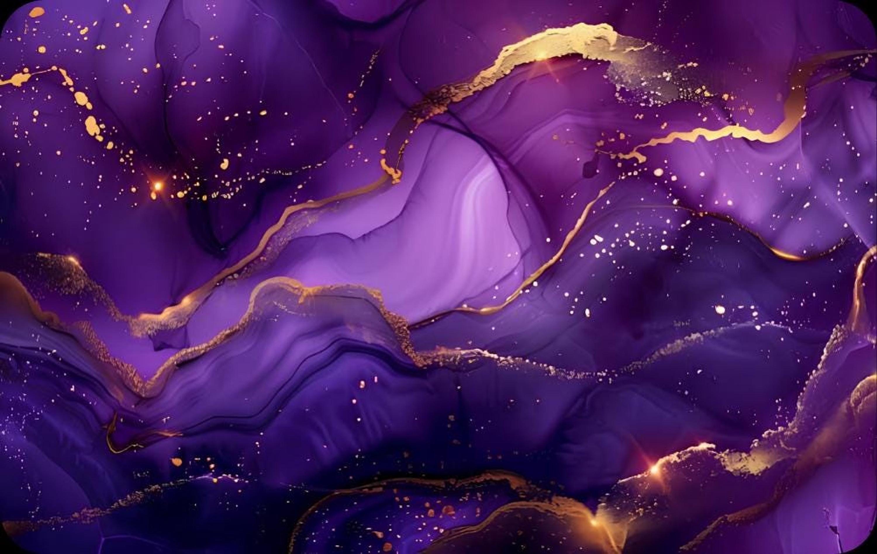 Credit Card Decal | Purple Marble | Elegant Vinyl Skin with Gold Veins, view 2
