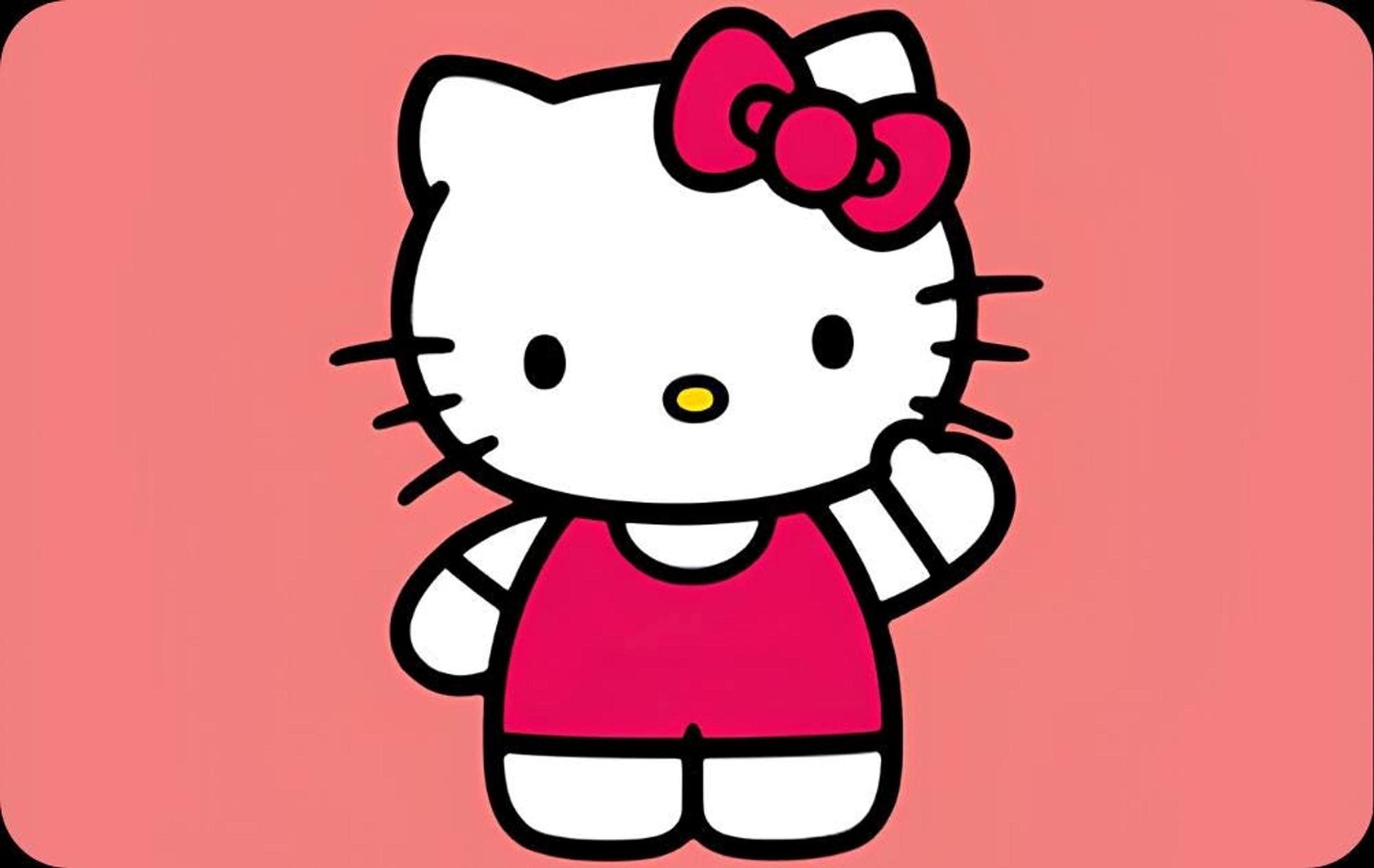 Kawaii cat debit card skin, pink cartoon cat vinyl decal, wallet sticker, view 4