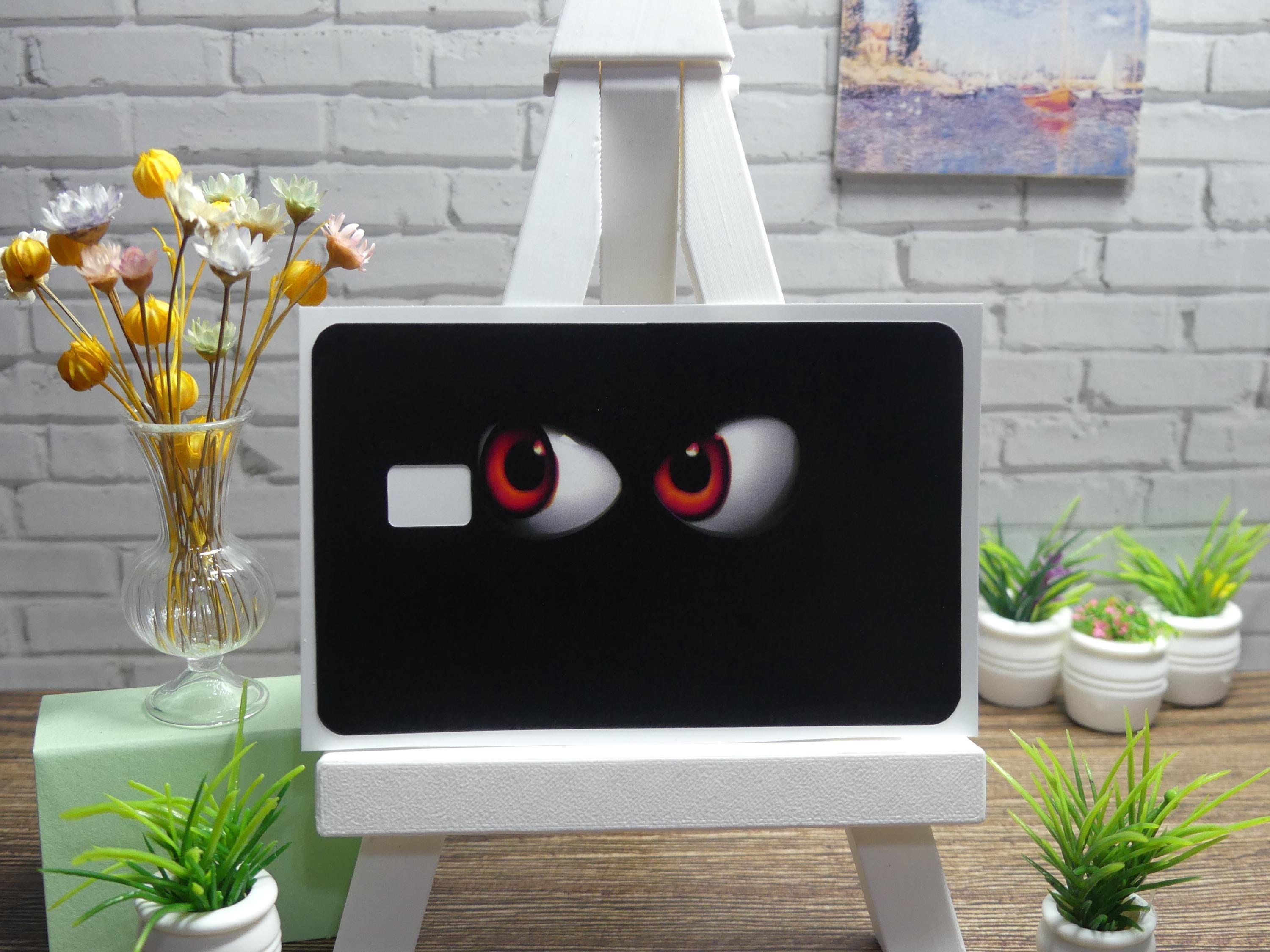 Credit Card Decal | Red Evil Eyes Vinyl Skin for Debit Cards, view 3