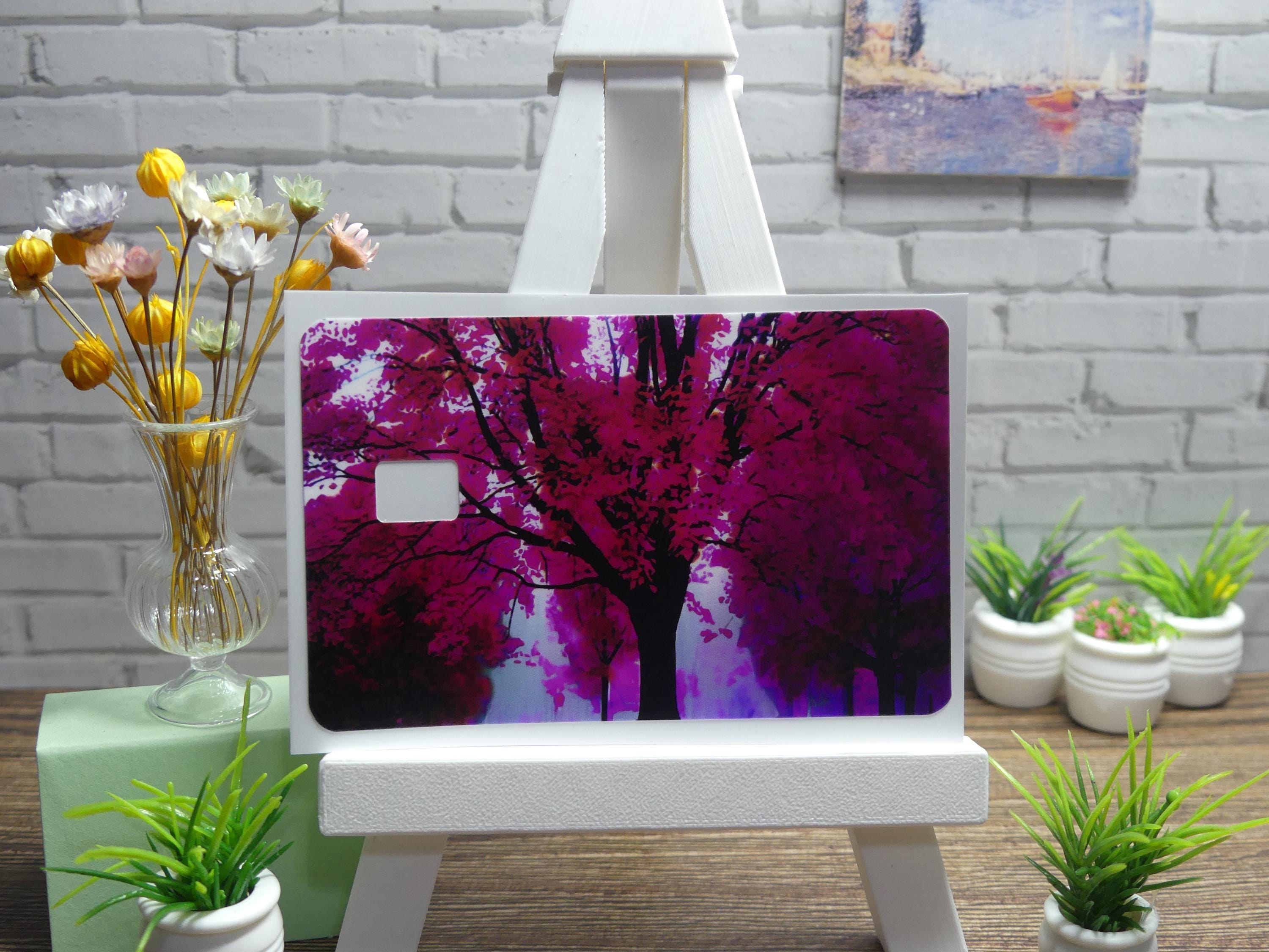 Pink Cherry Blossom Credit Card Skin, Sakura Floral Vinyl Decal (3.37" x 2.13")