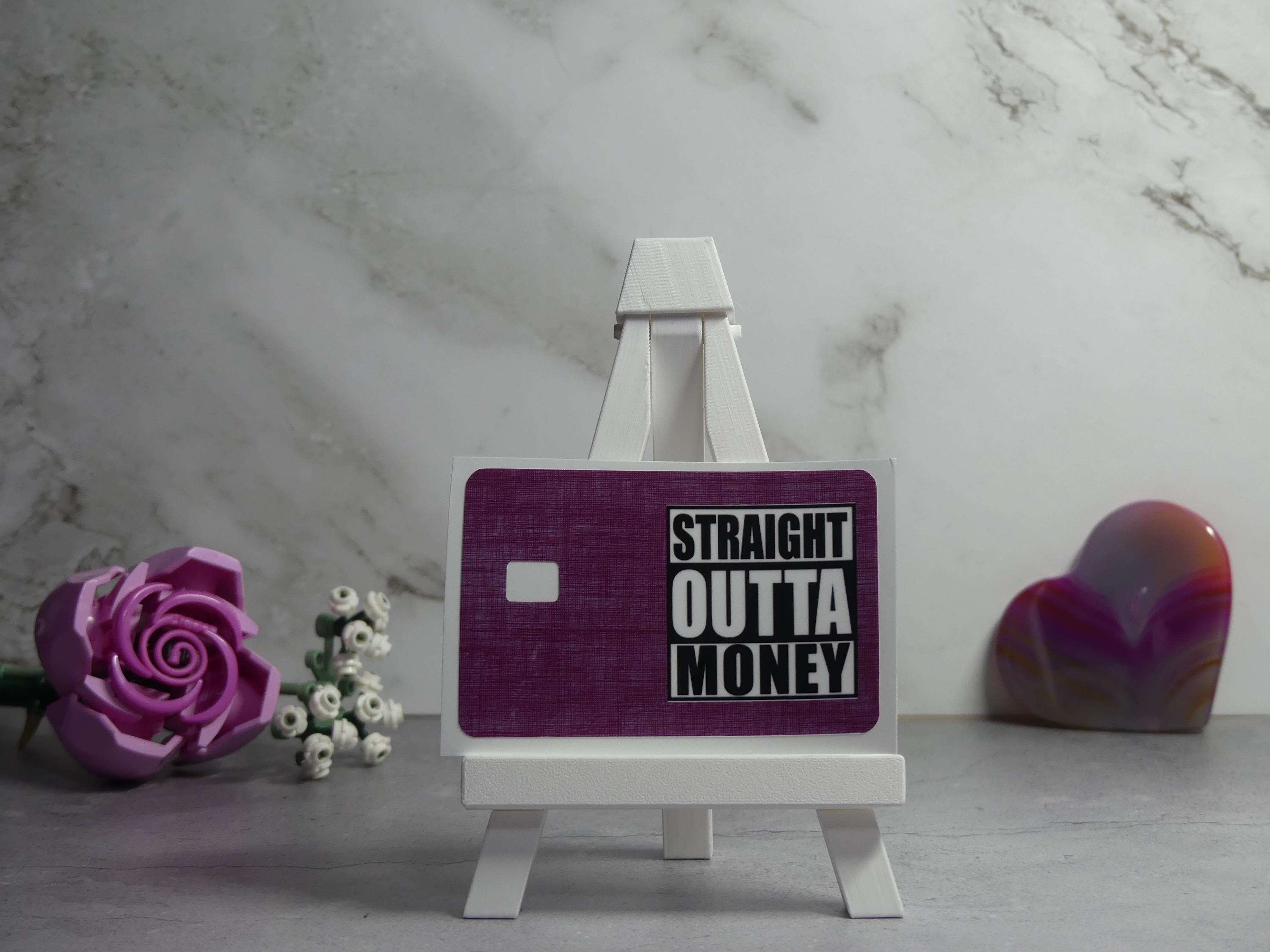 Straight Outta Money Card Skin, 90s Hip Hop Debit Sticker, Broke Humor Gift, view 4