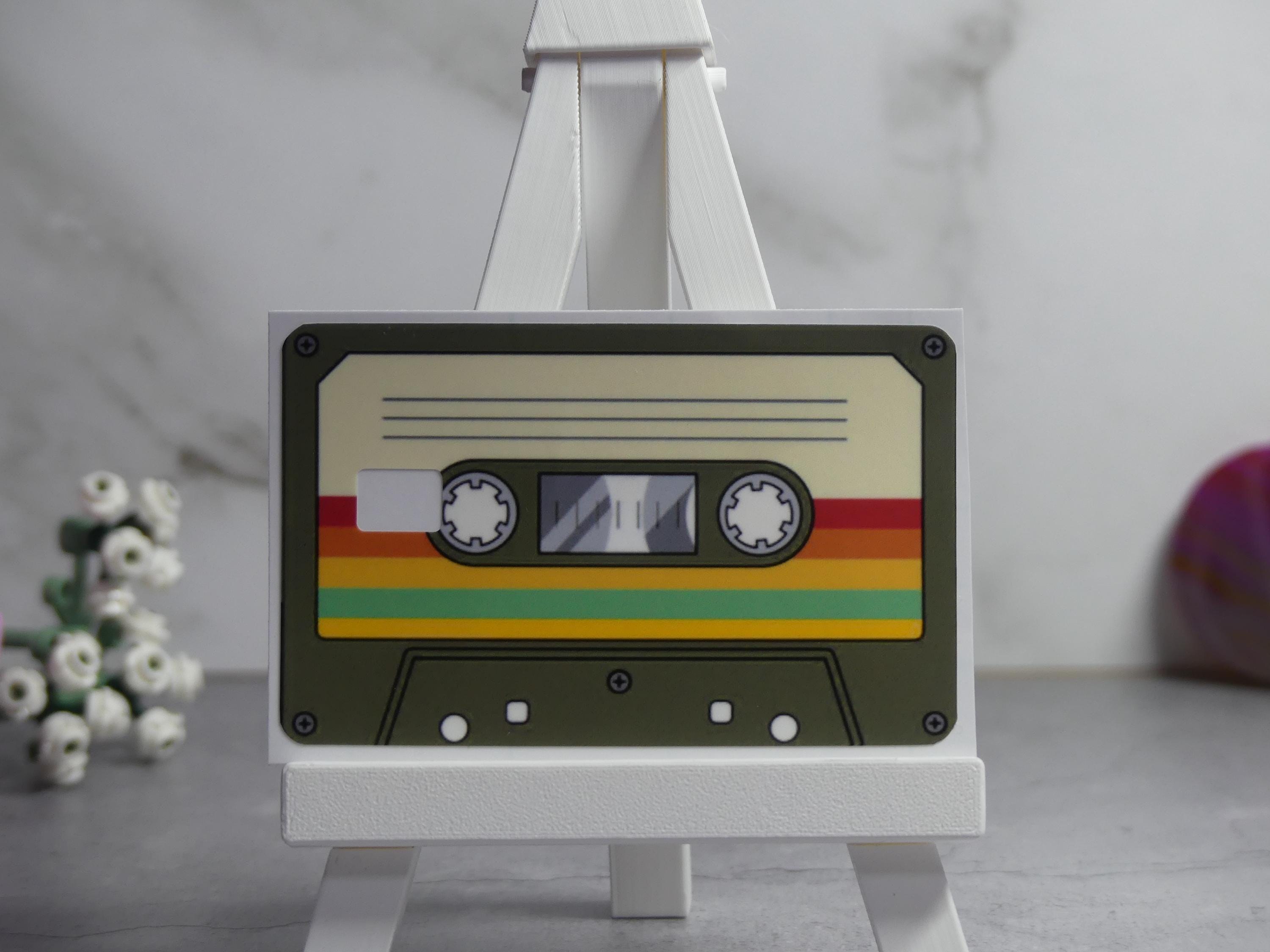 Retro Cassette Tape Credit Card Skin, 80s Mixtape Vinyl Decal, Music Lover Wallet Sticker