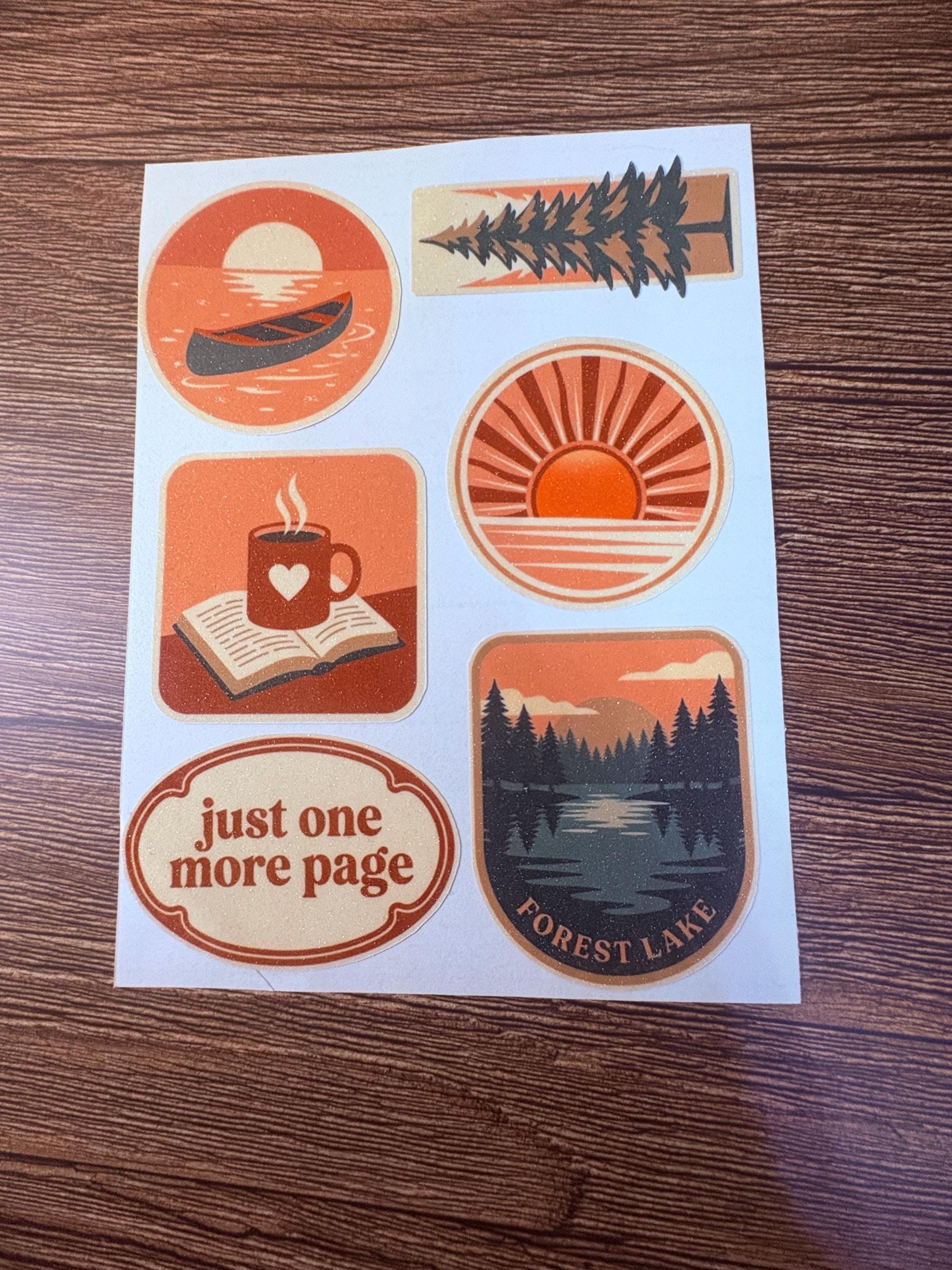 Sunset Forest Lake Kindle Skin, Retro Camping Vinyl Wrap, Cozy Nature Decal, view 7