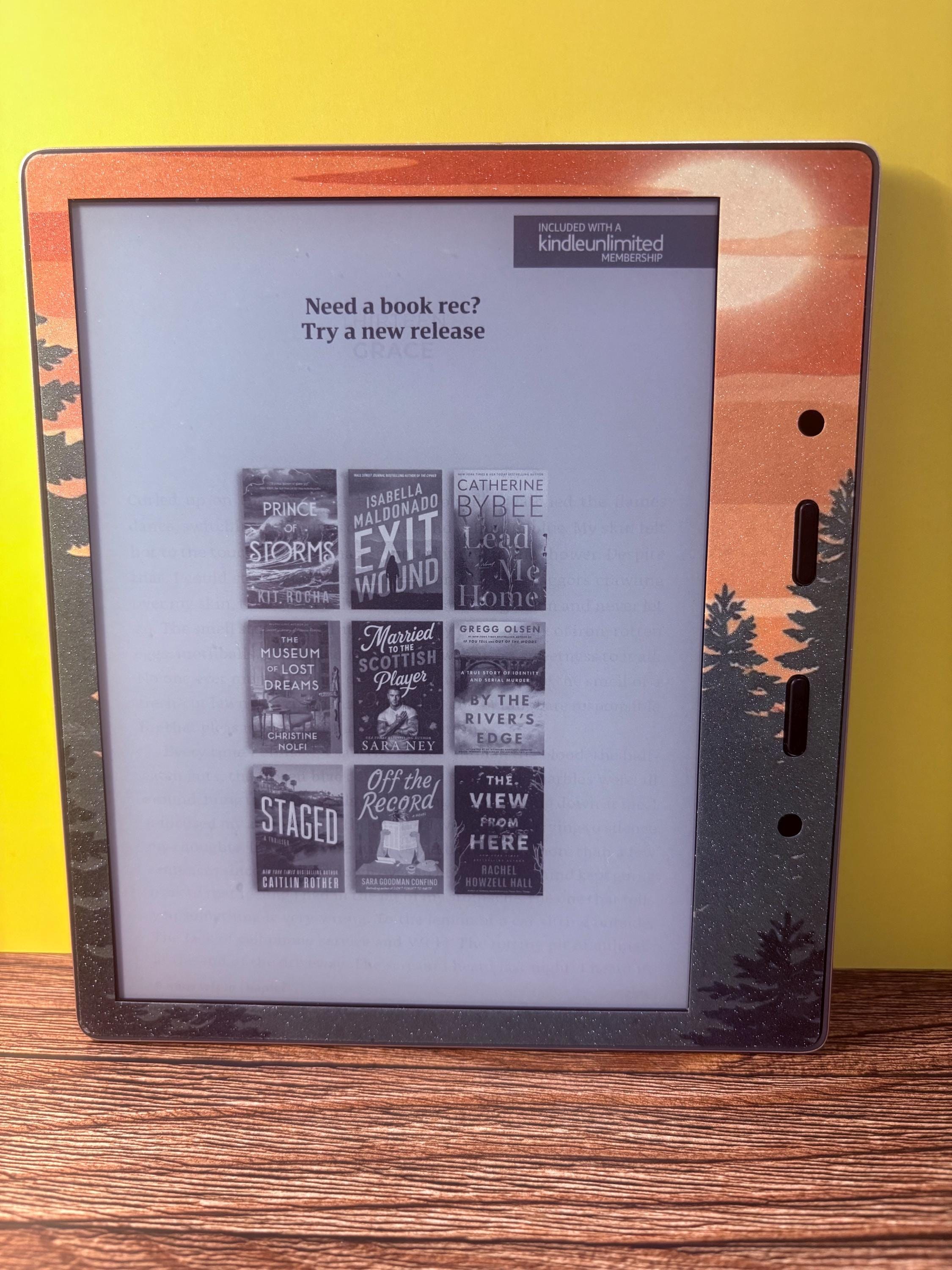 Sunset Forest Lake Kindle Skin, Retro Camping Vinyl Wrap, Cozy Nature Decal, view 8