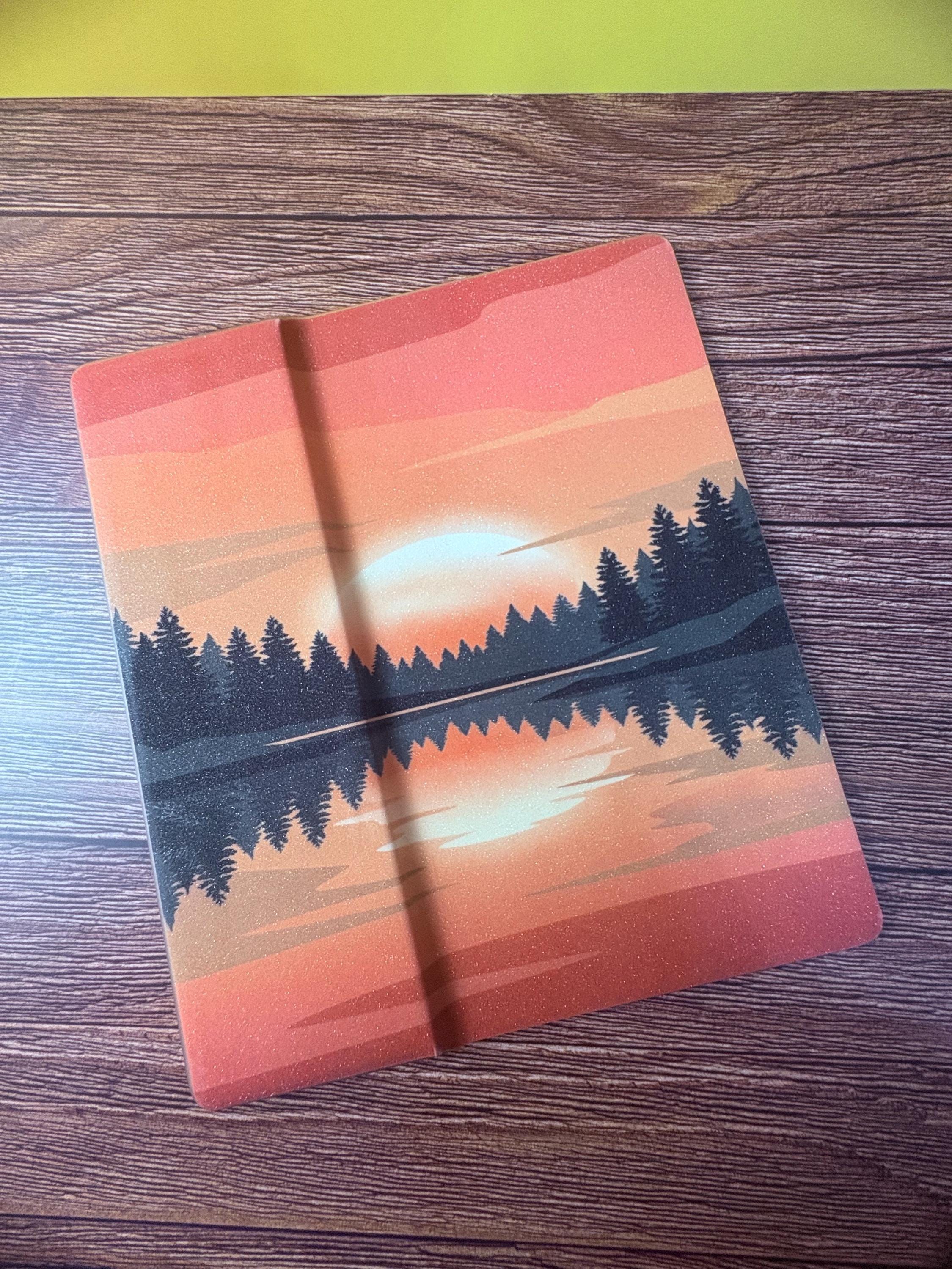 Sunset Forest Lake Kindle Skin, Retro Camping Vinyl Wrap, Cozy Nature Decal, view 9