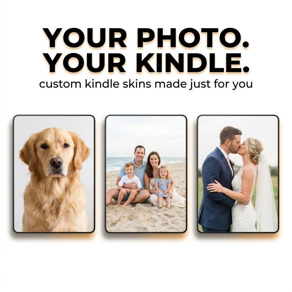 Custom Photo Kindle Skin, Personalized Pet Portrait Wrap, Book Lover Gift, view 2