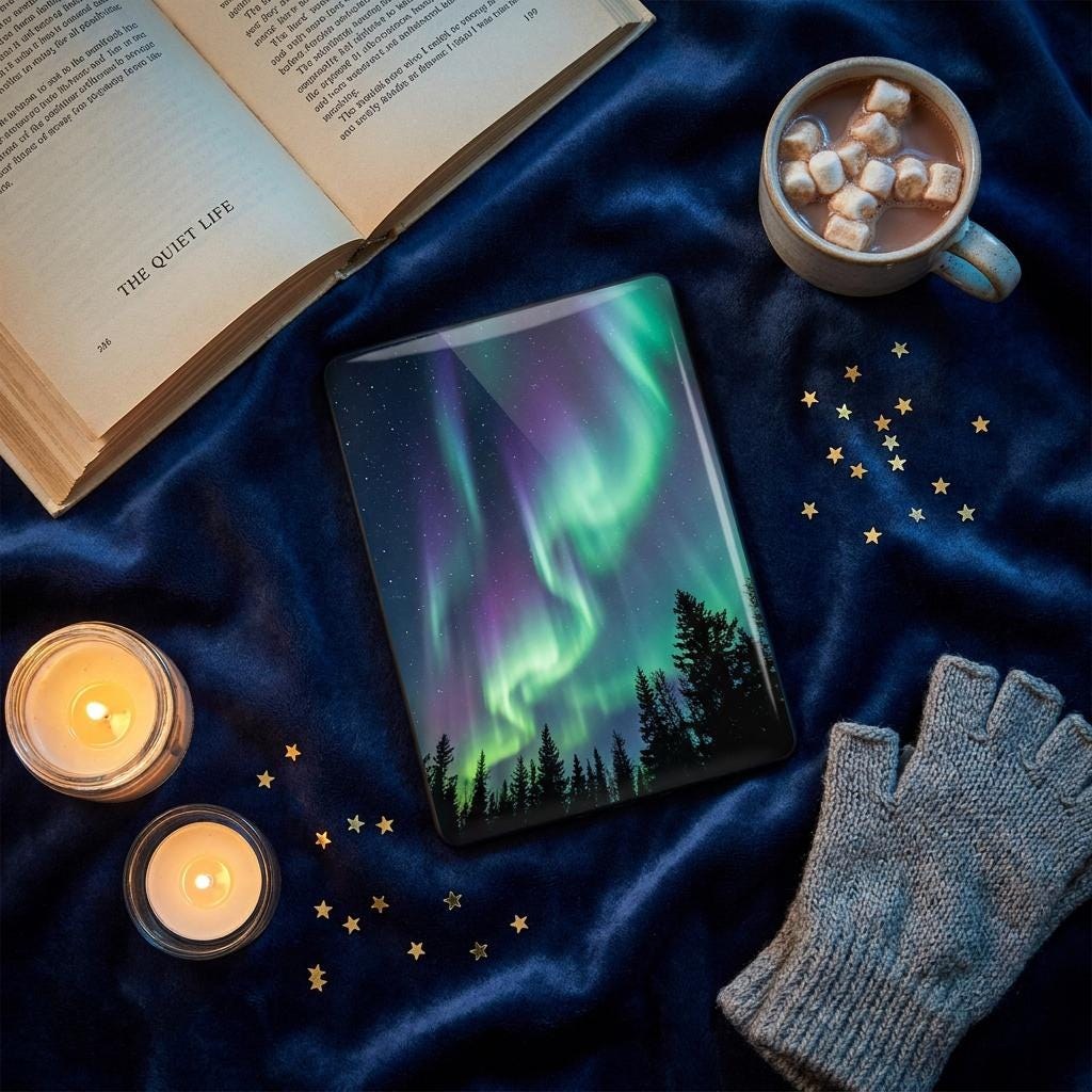 Northern Lights Kindle Skin, Aurora Borealis Vinyl Decal, Night Sky Reader Cover
