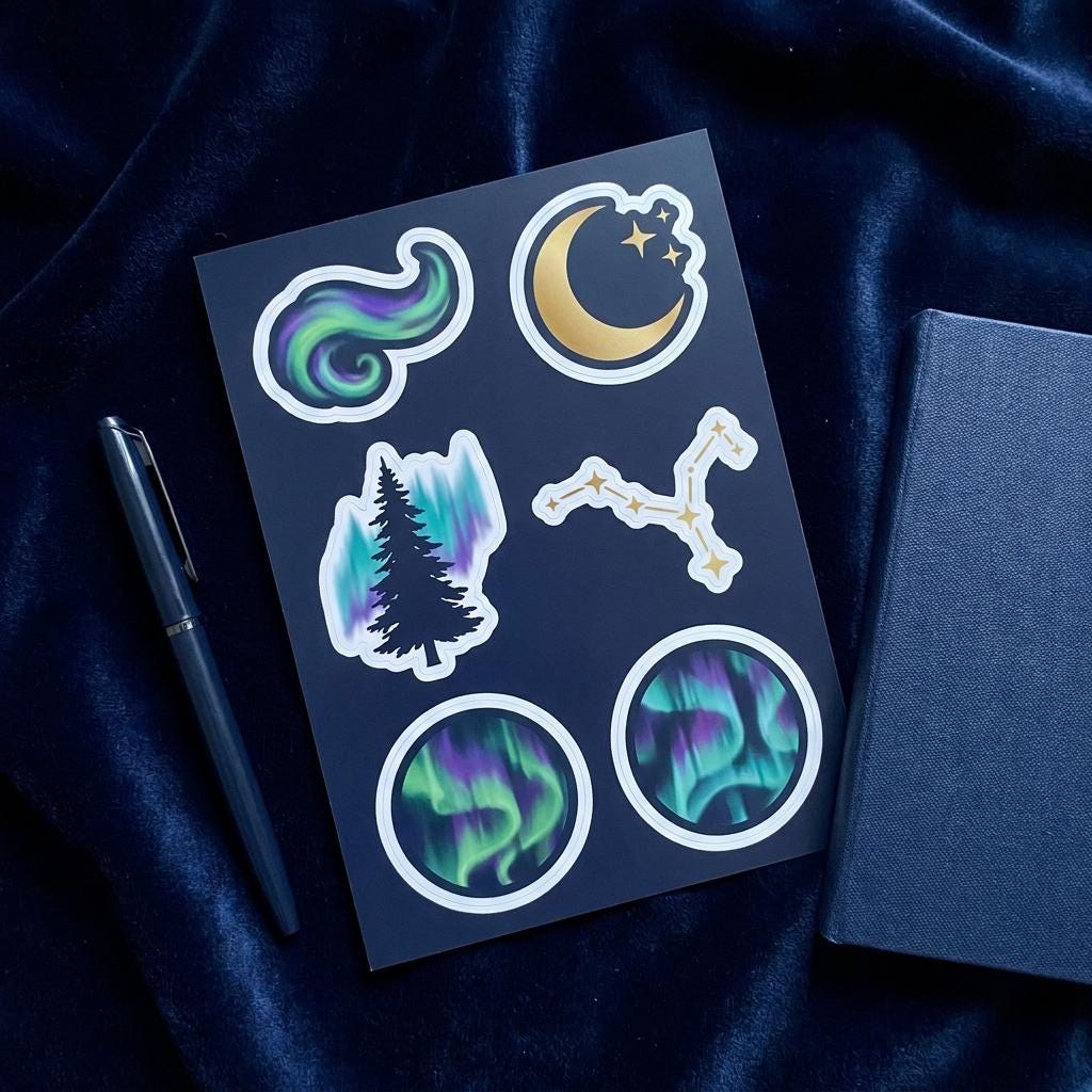 Northern Lights Kindle Skin, Aurora Borealis Vinyl Decal, Night Sky Reader Cover, view 4