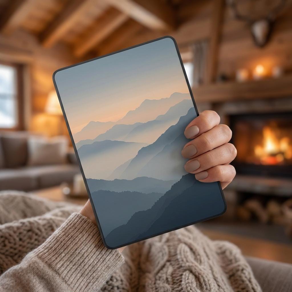 Misty Mountain Range Kindle Skin, Alpine Dawn Vinyl Decal, Nature Reader Cover