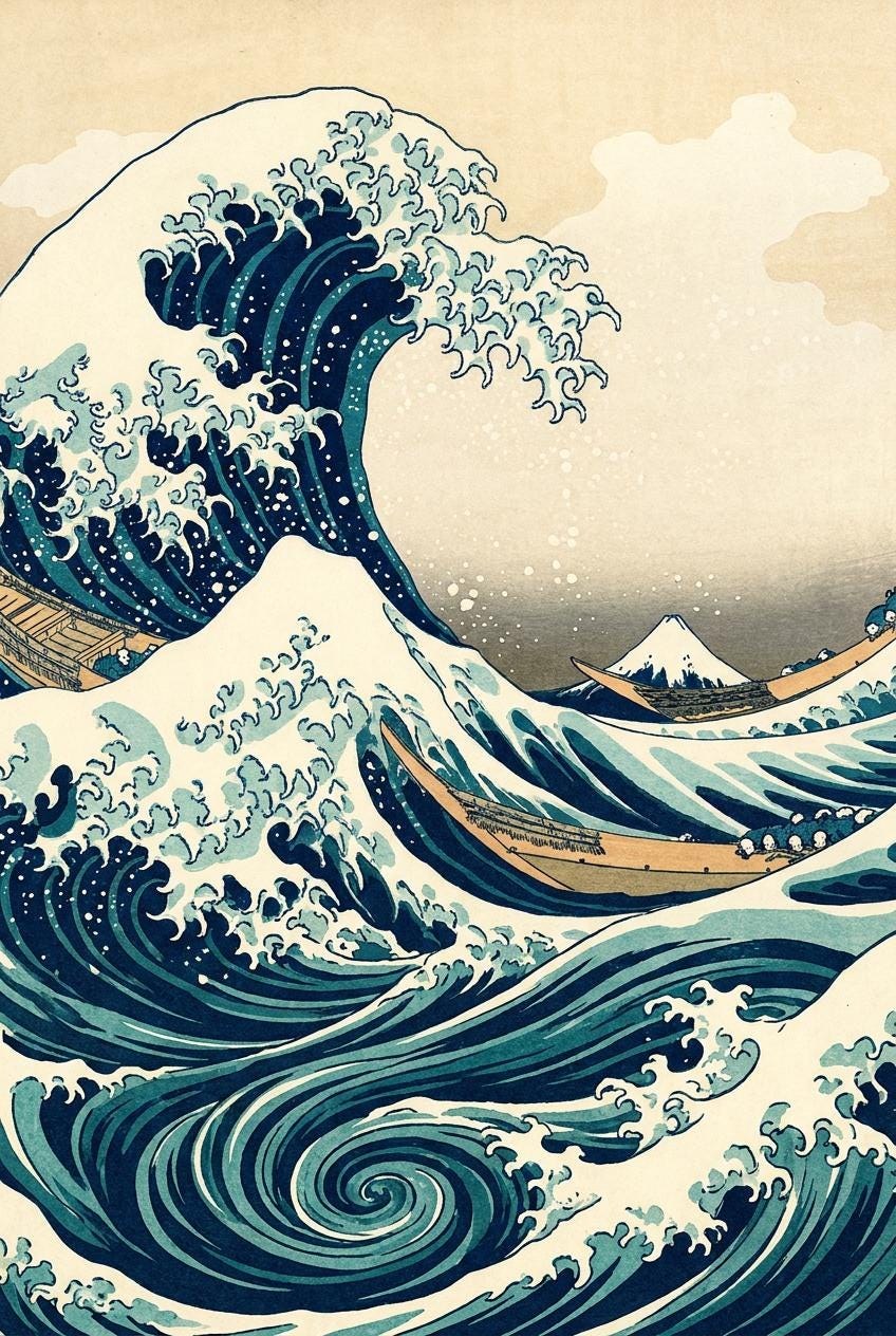 Ocean Wave Kindle Skin, Japanese Woodblock Wave Vinyl Decal, Coastal Reader Cover, view 3