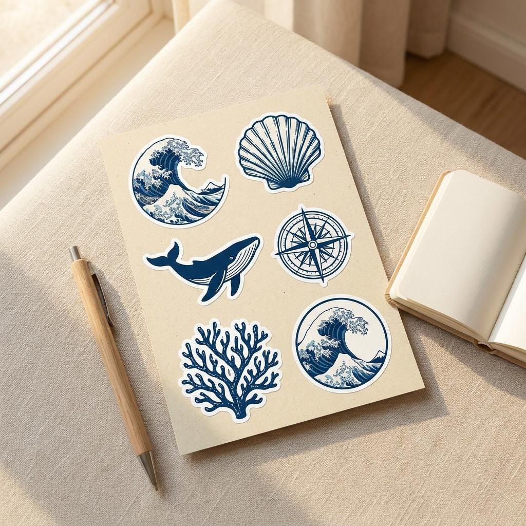 Ocean Wave Kindle Skin, Japanese Woodblock Wave Vinyl Decal, Coastal Reader Cover, view 4
