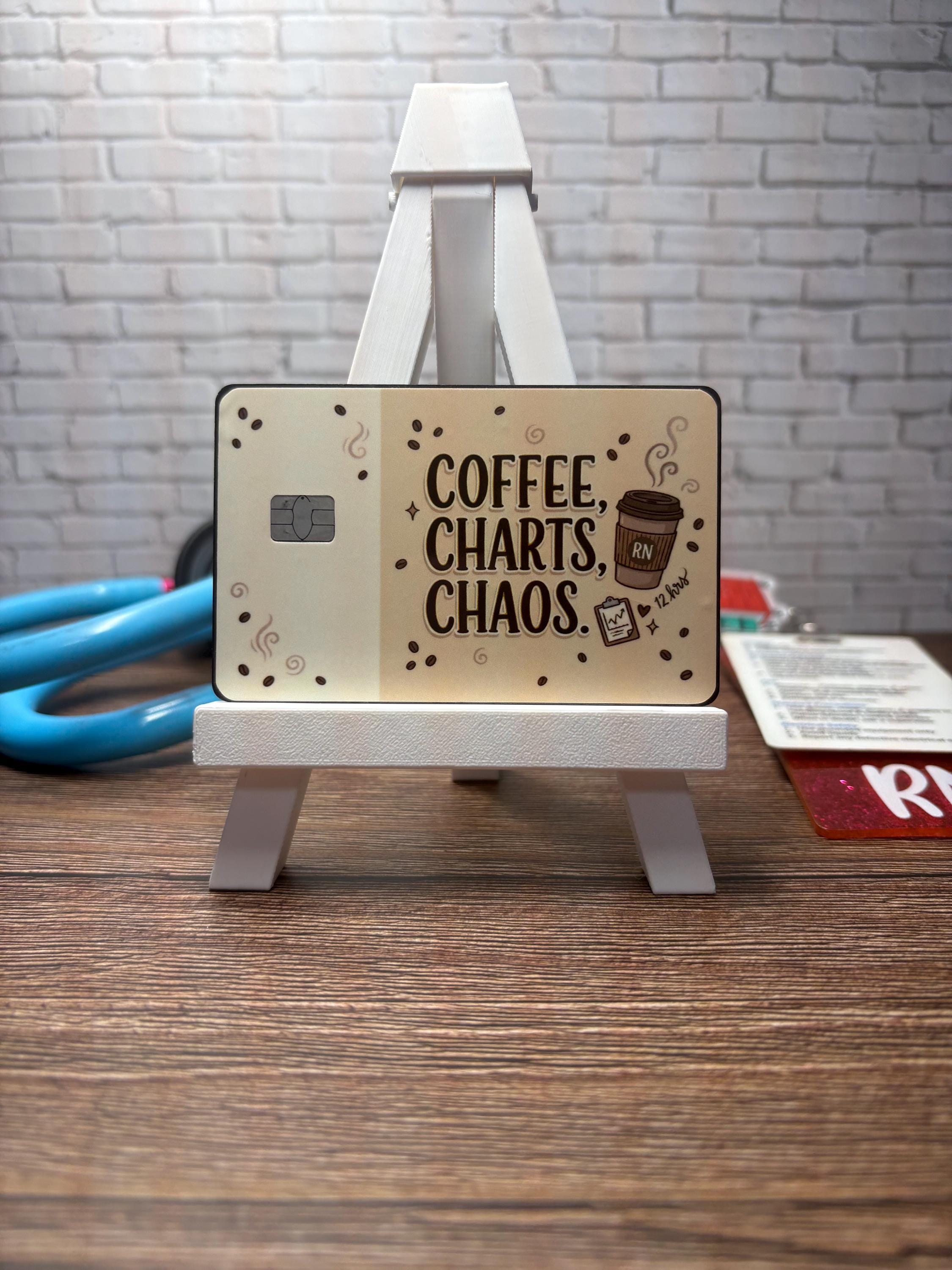 RN Card Skin, Coffee Charts Chaos, Waterproof Vinyl Sticker, view 6