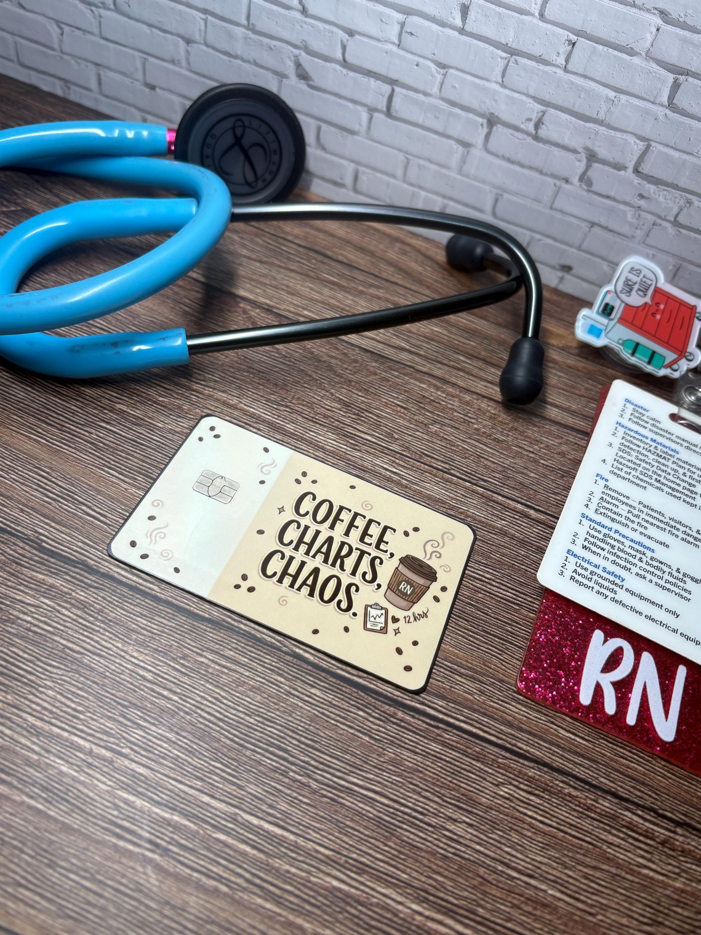 RN Card Skin, Coffee Charts Chaos, Waterproof Vinyl Sticker, view 7