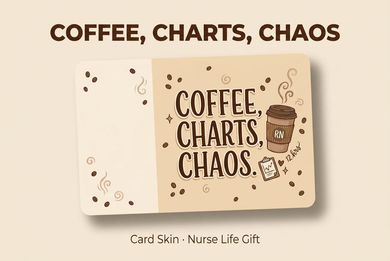 RN Card Skin, Coffee Charts Chaos, Waterproof Vinyl Sticker, view 8