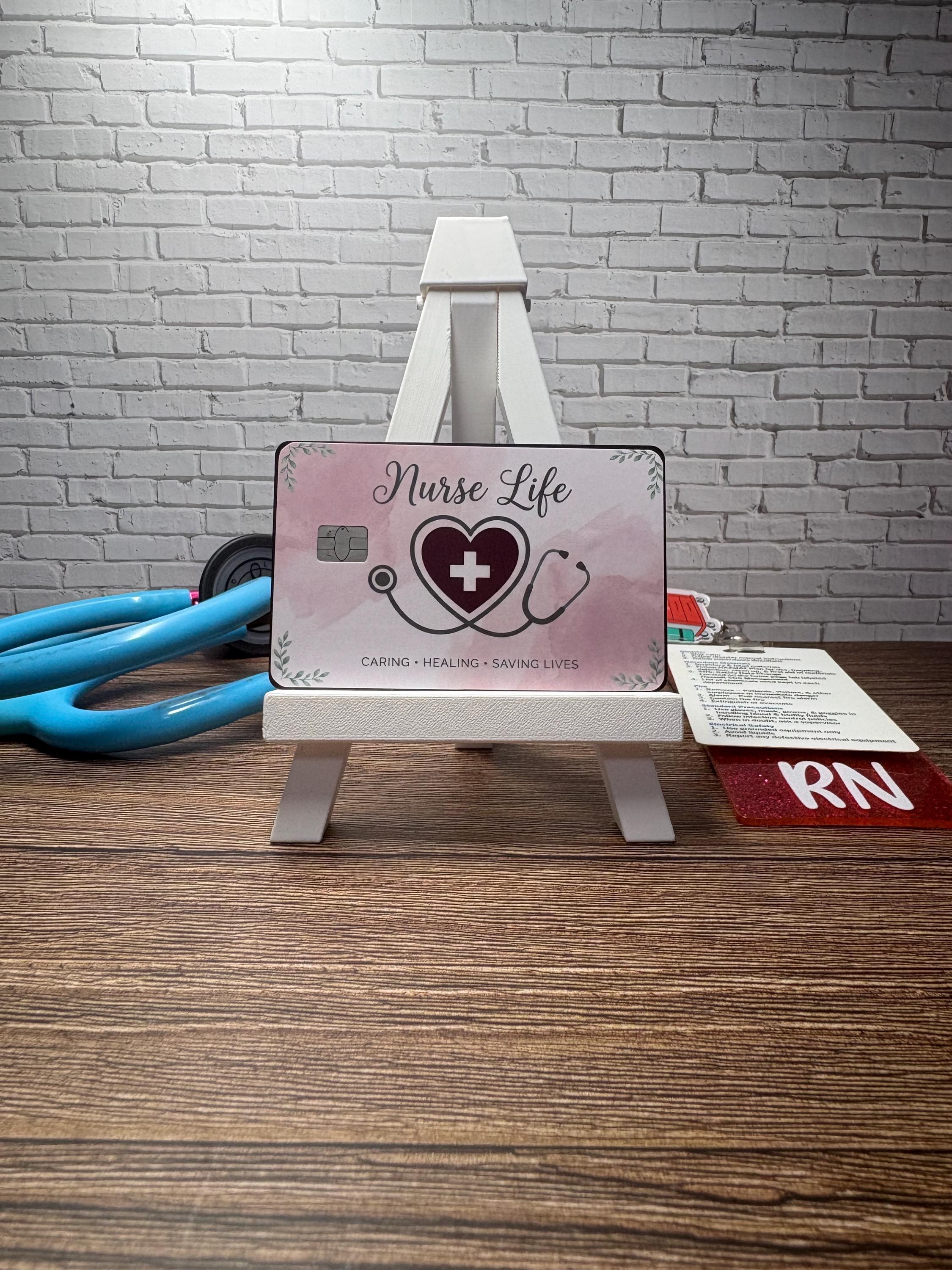 Nurse Life Card Skin, Pink Watercolor Debit Card Sticker, RN Gift, view 5