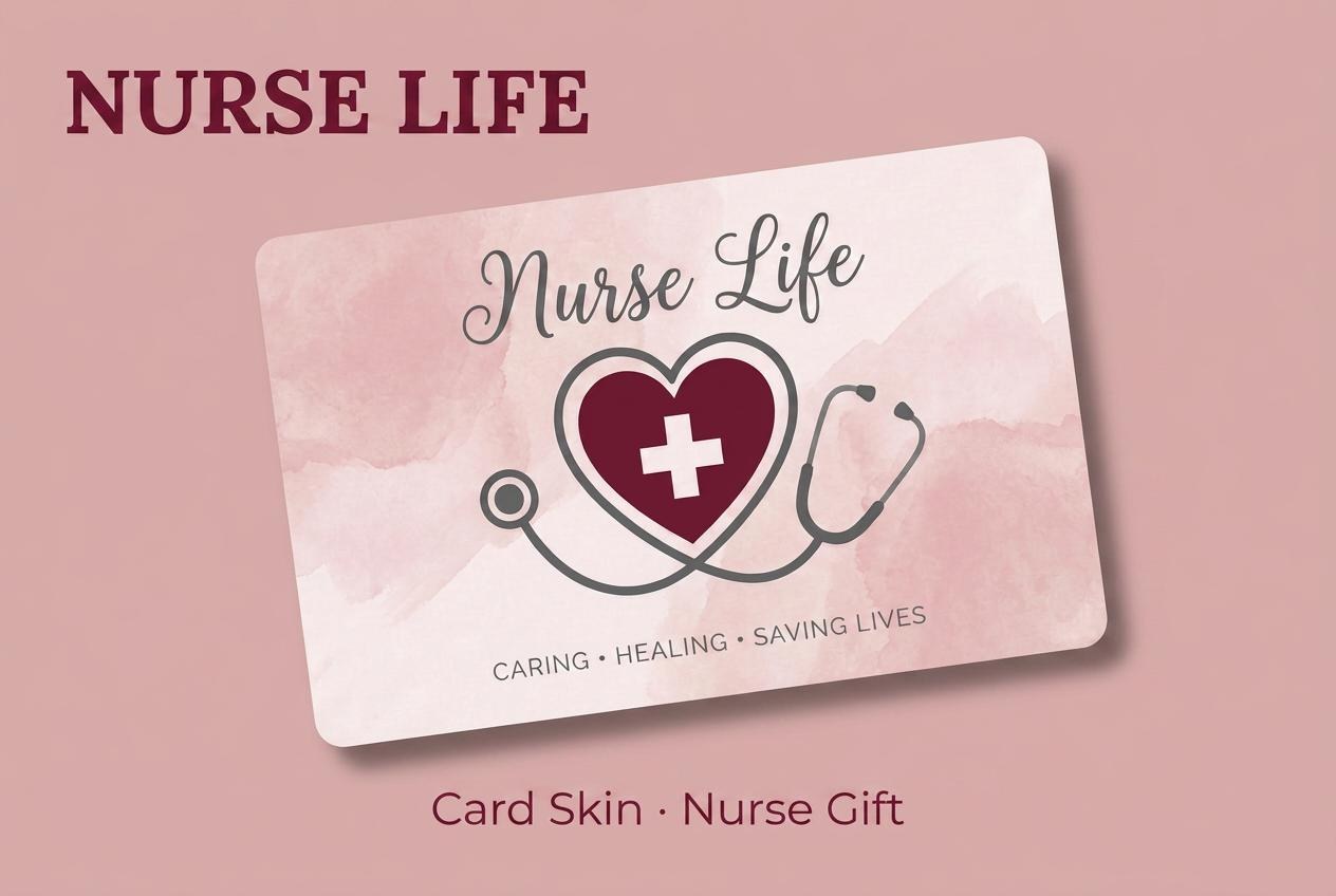 Nurse Life Card Skin, Pink Watercolor Debit Card Sticker, RN Gift, view 8