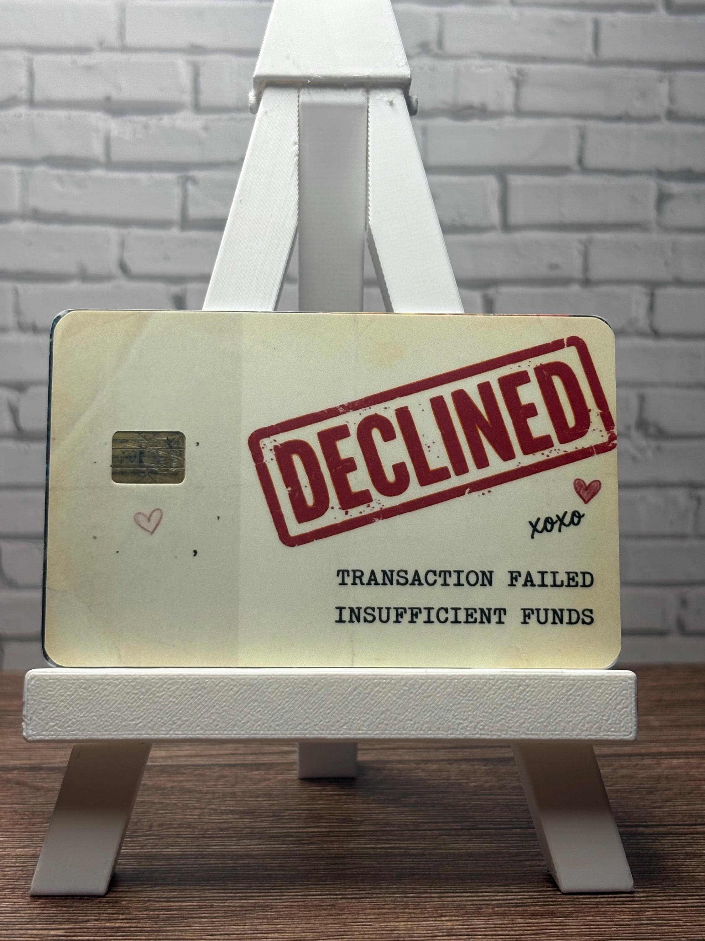 Declined Transaction Card Skin, Funny Broke Girl Math Debit Sticker, view 3
