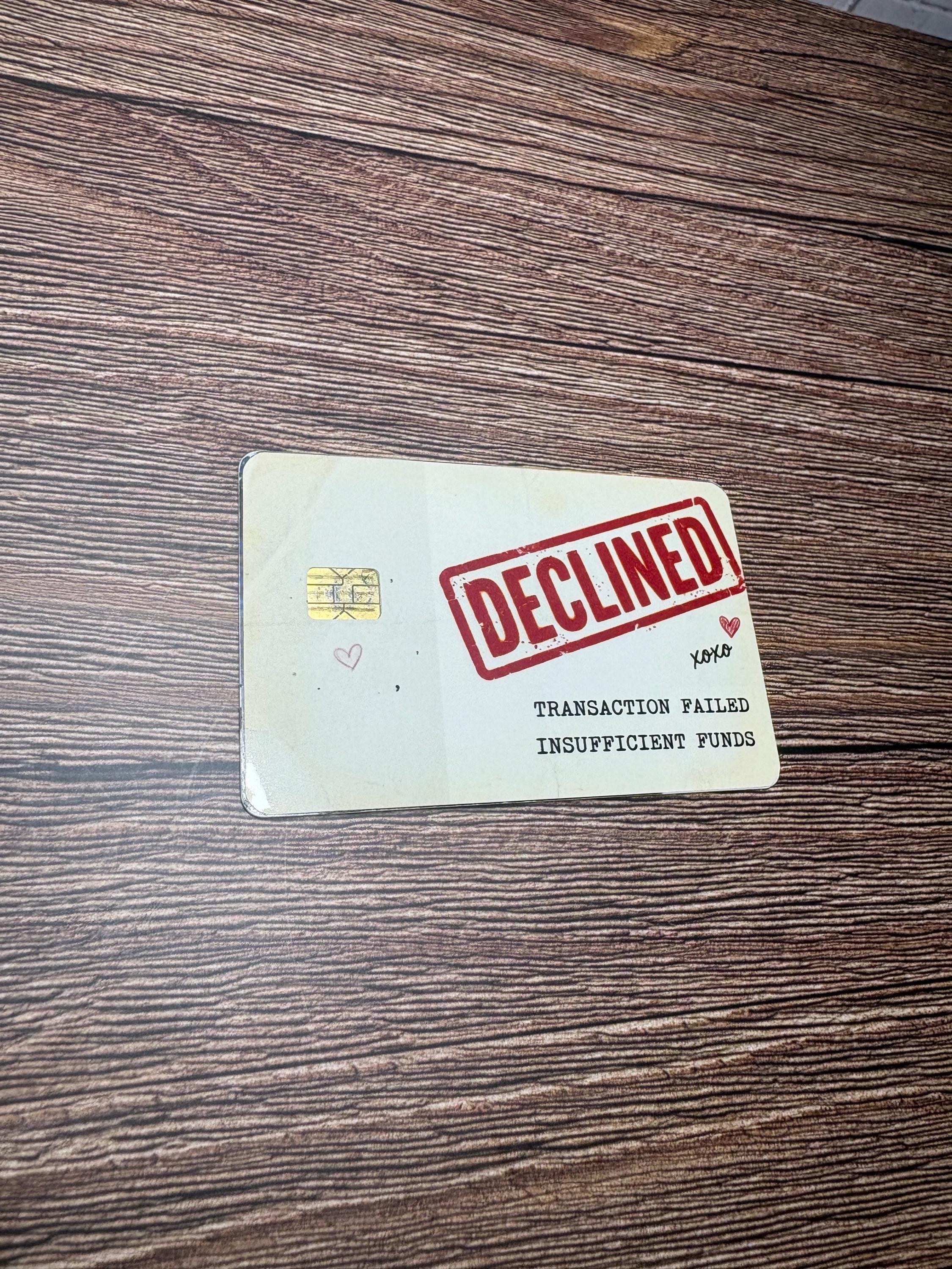 Declined Transaction Card Skin, Funny Broke Girl Math Debit Sticker, view 5