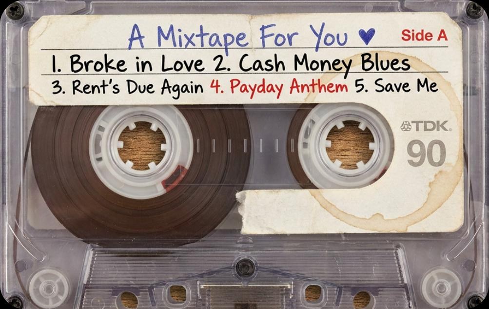 Cassette Love Broke Card Skin, 90s Mixtape Nostalgic Debit Decal, view 5
