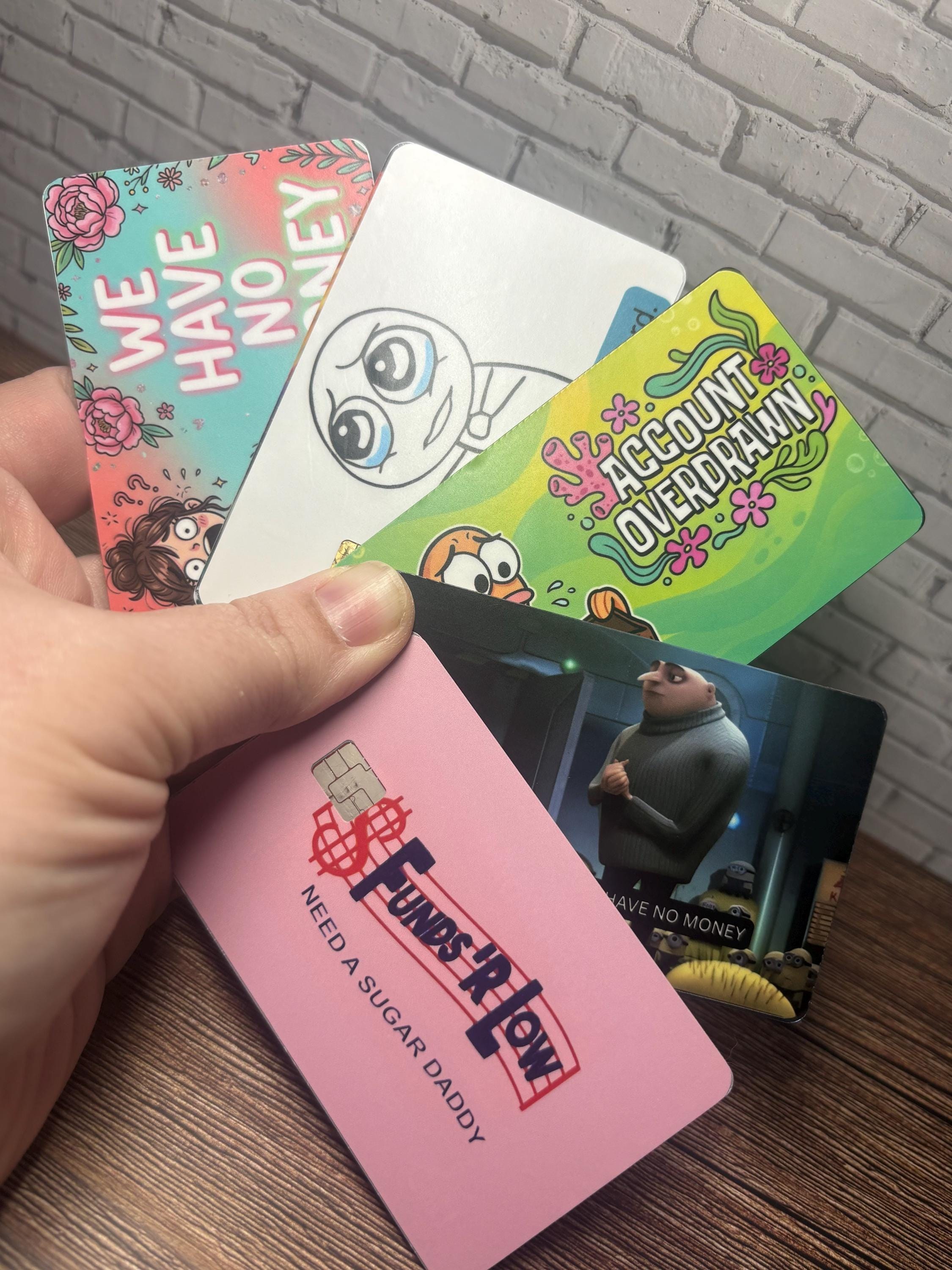 Pick Any 2 Broke Girl Card Skin Set, Funny Vinyl Debit Stickers, view 14