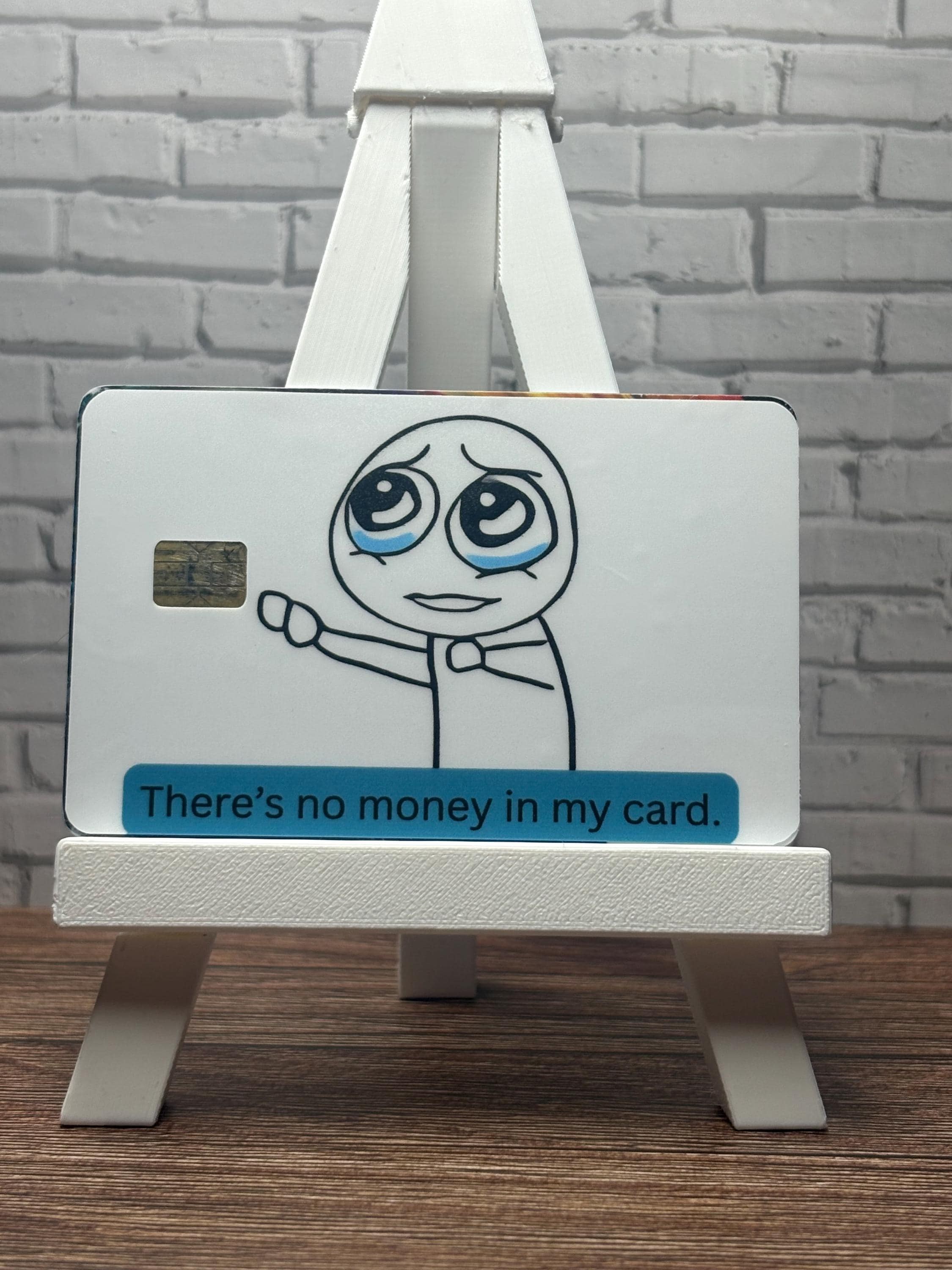 Funny Broke Meme Card Skin, Crying Wojak Debit Sticker, Gag Gift (Waterproof Vinyl)