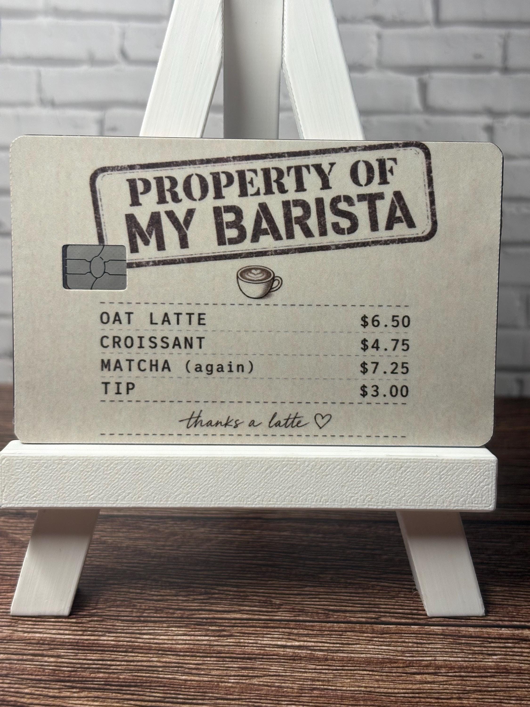 Property Of My Barista Card Skin, Funny Coffee Lover Debit Sticker Cover