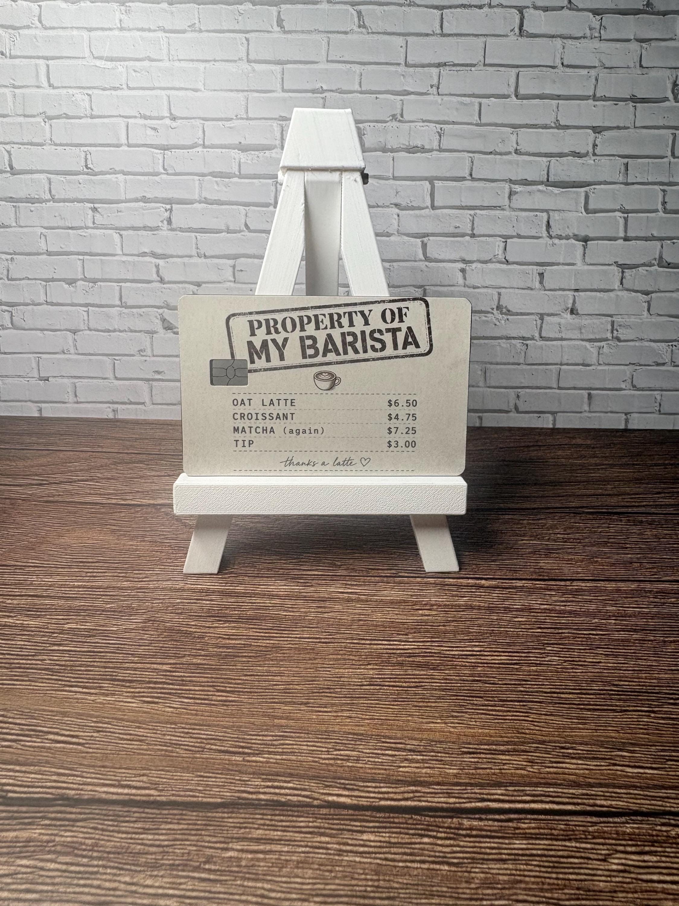 Property Of My Barista Card Skin, Funny Coffee Lover Debit Sticker Cover, view 3