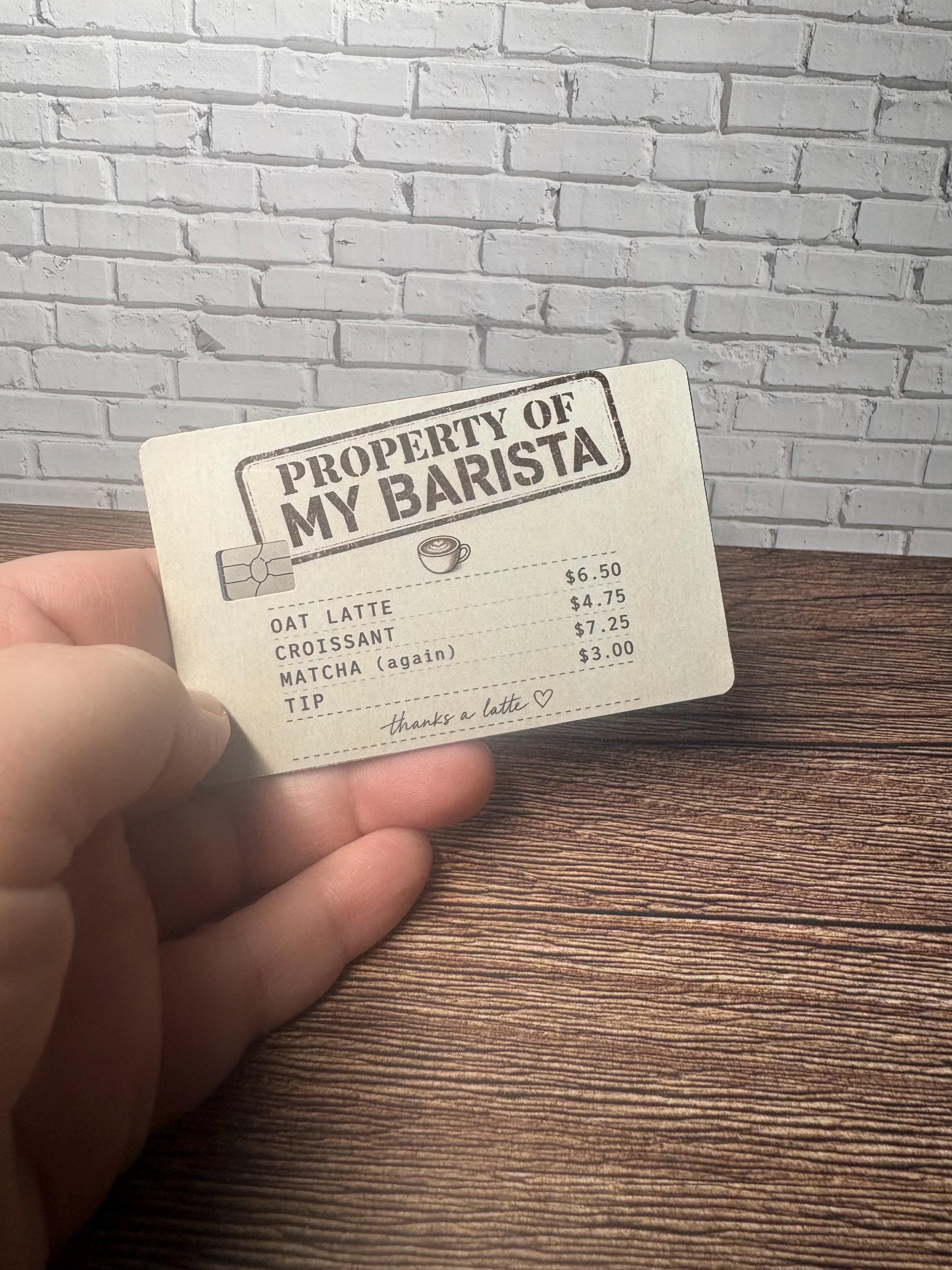 Property Of My Barista Card Skin, Funny Coffee Lover Debit Sticker Cover, view 4