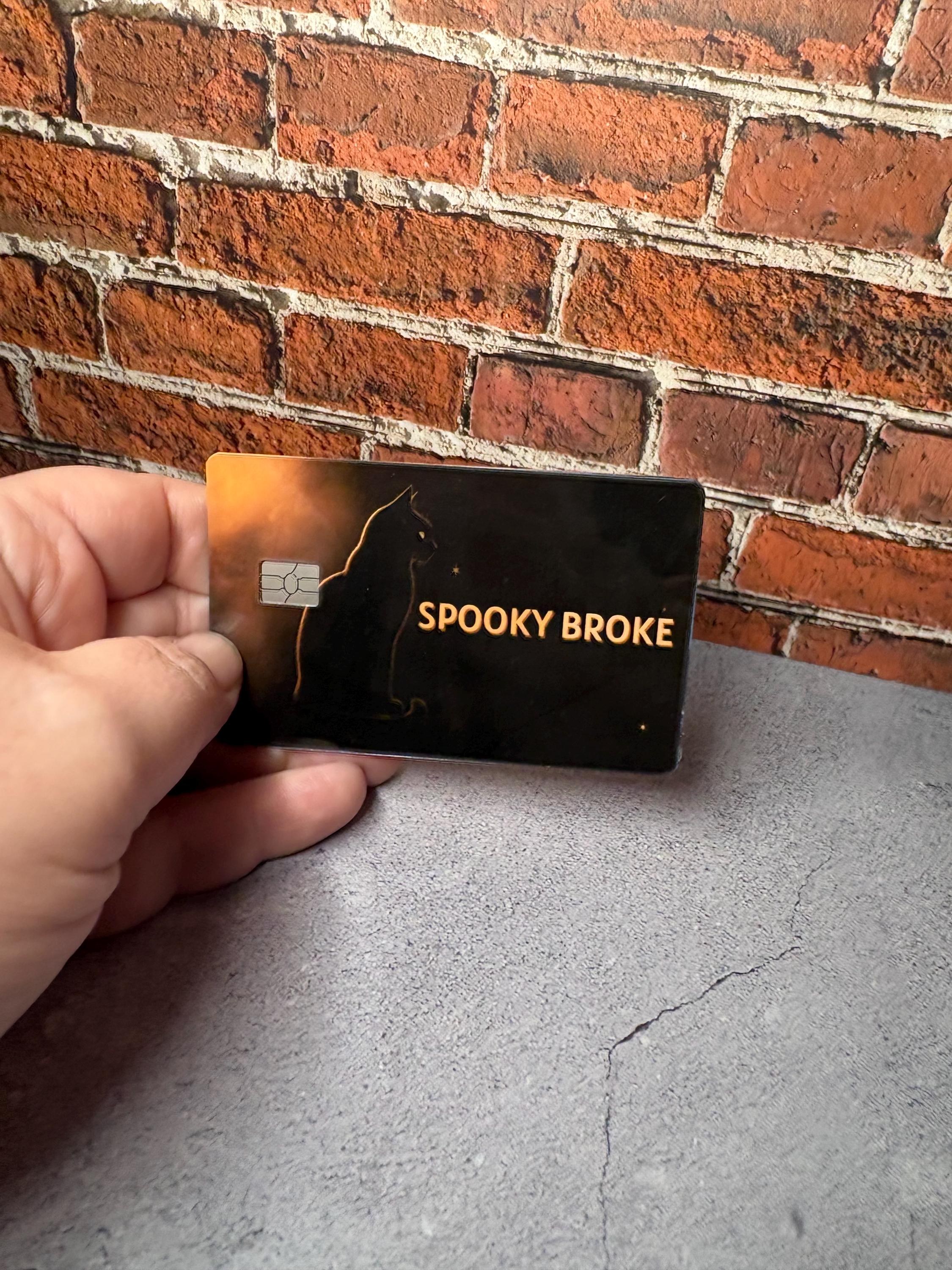 Spooky Broke Halloween Card Skin | Black Cat Witchy Debit Cover (Waterproof Vinyl), view 4