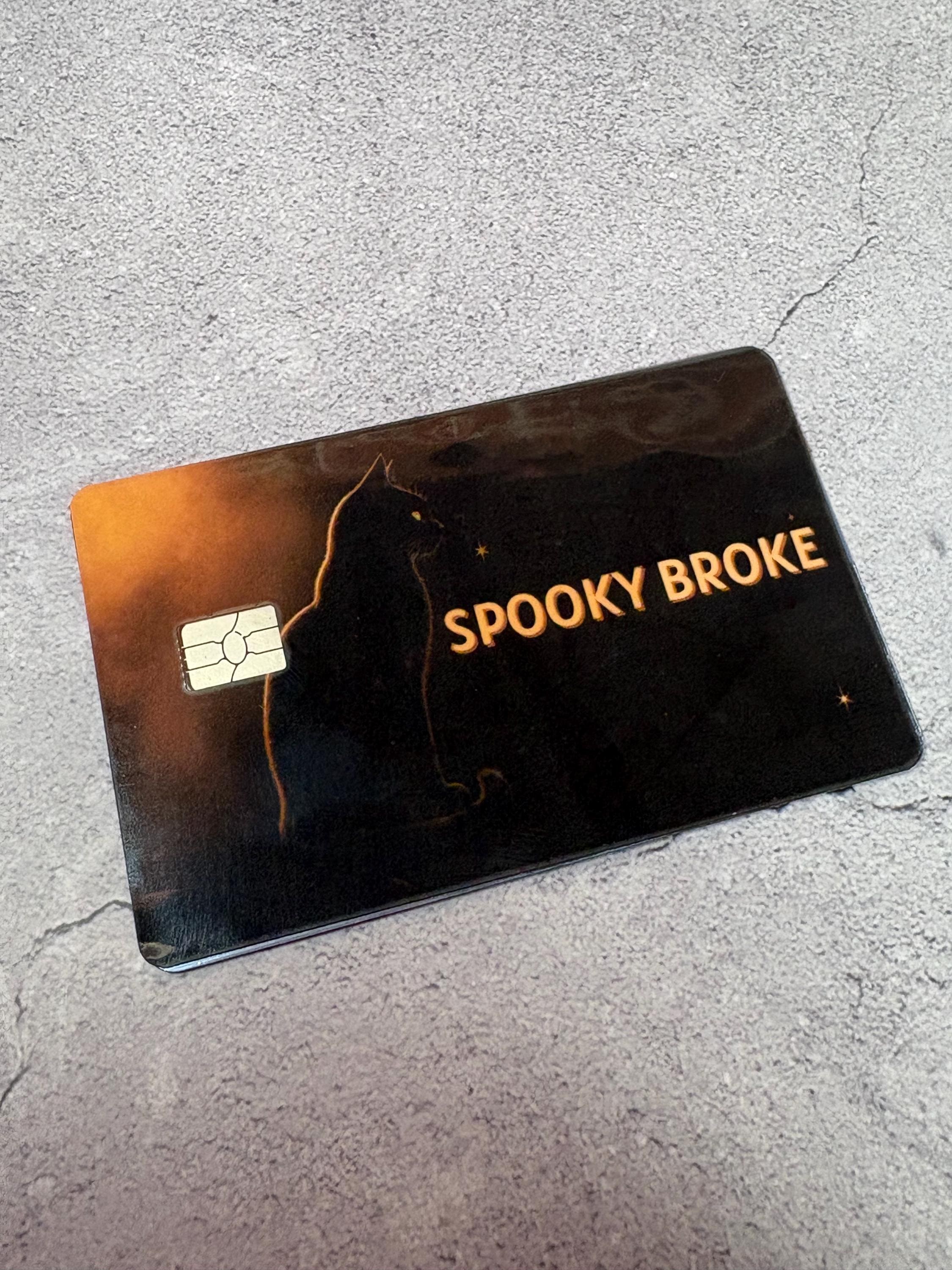 Spooky Broke Halloween Card Skin | Black Cat Witchy Debit Cover (Waterproof Vinyl), view 6