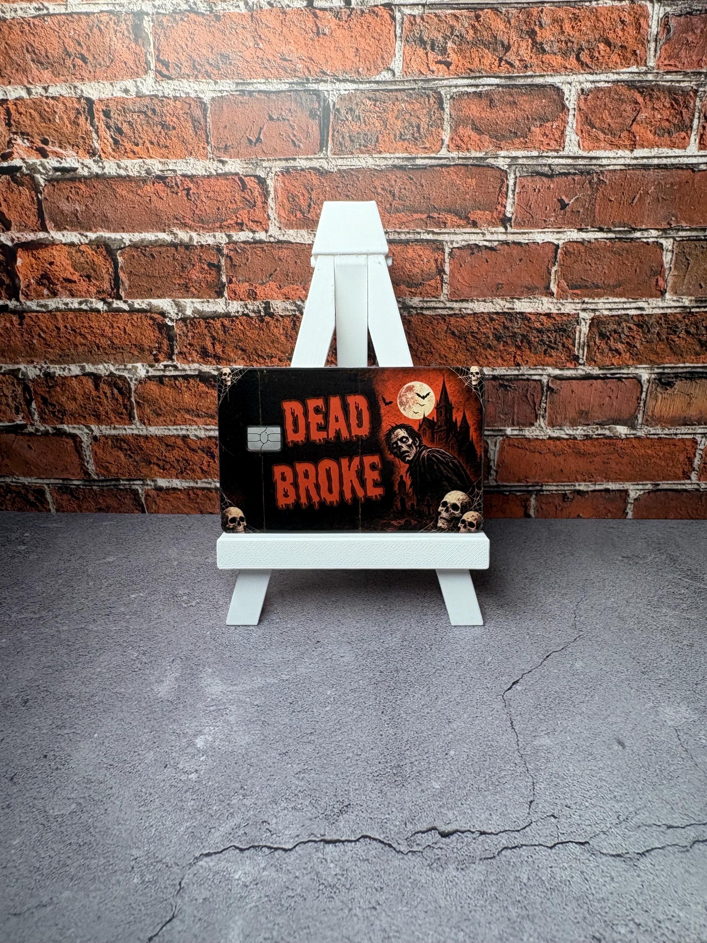 Dead Broke Card Skin | Vintage Horror Halloween Debit Sticker | Zombie Card Cover, view 3