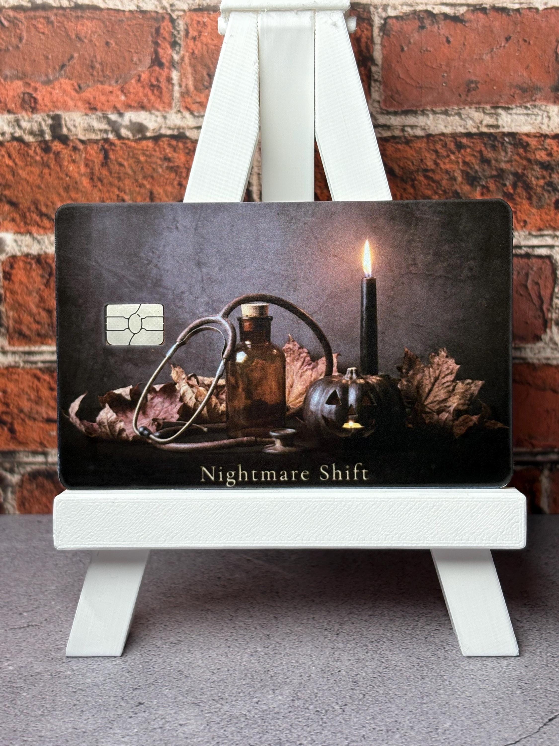 Nightmare Shift Card Skin | Funny Nurse Halloween Sticker | Moody RN Gift | Dark Cottagecore Cover