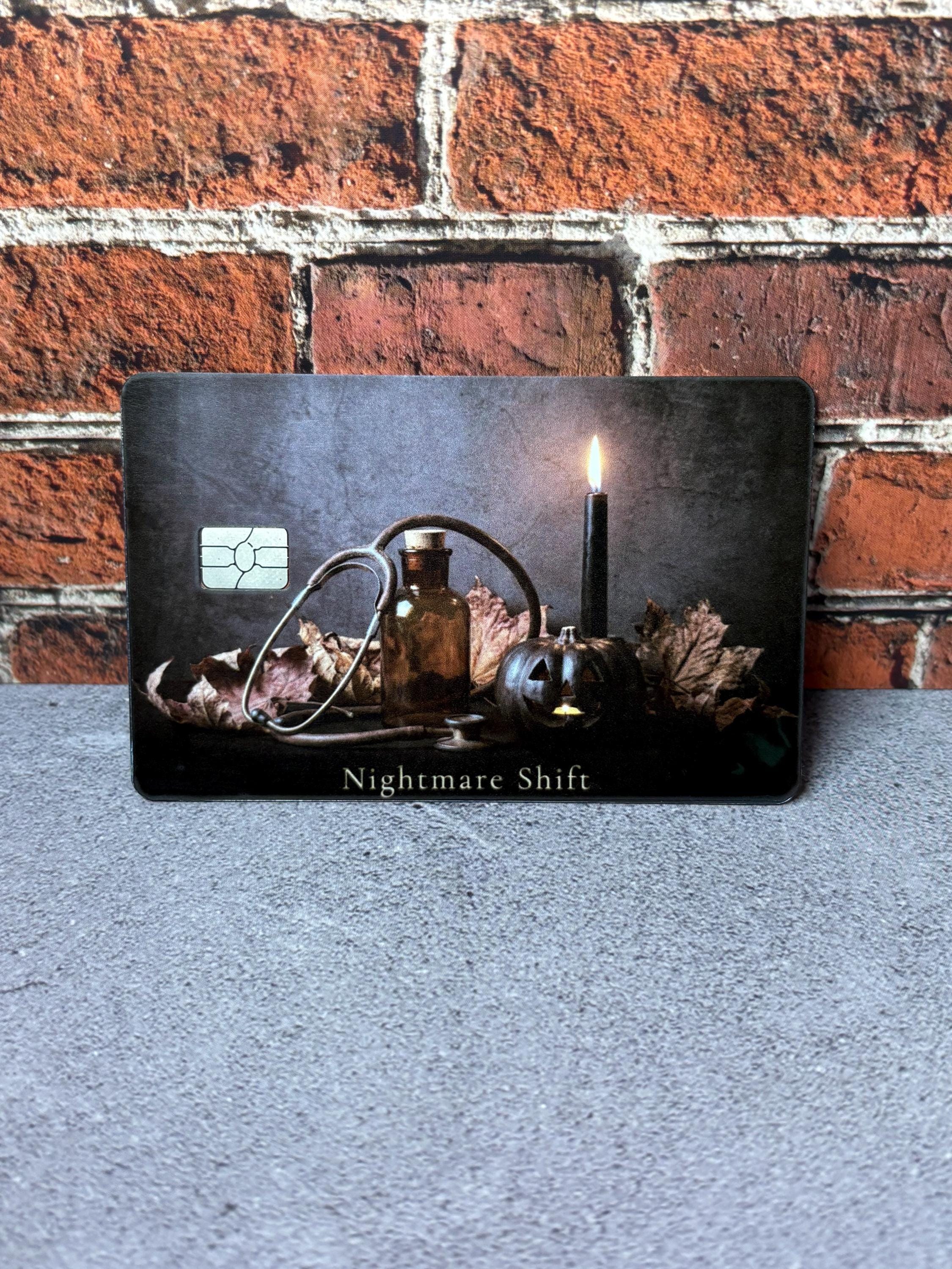 Nightmare Shift Card Skin | Funny Nurse Halloween Sticker | Moody RN Gift | Dark Cottagecore Cover, view 5
