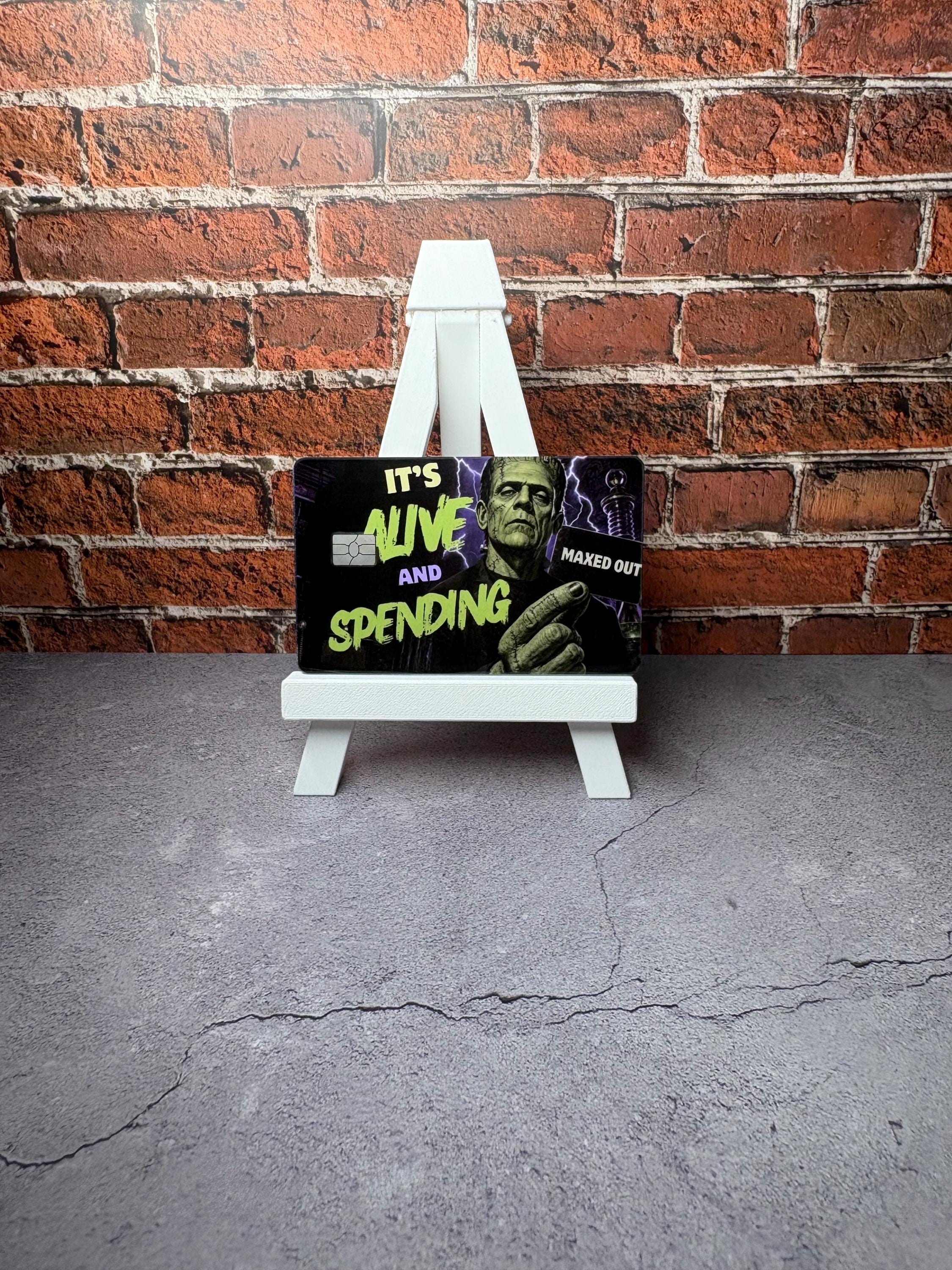 It's Alive and Spending Card Skin | Funny Frankenstein Halloween Debit Sticker | Maxed Out Cover, view 3