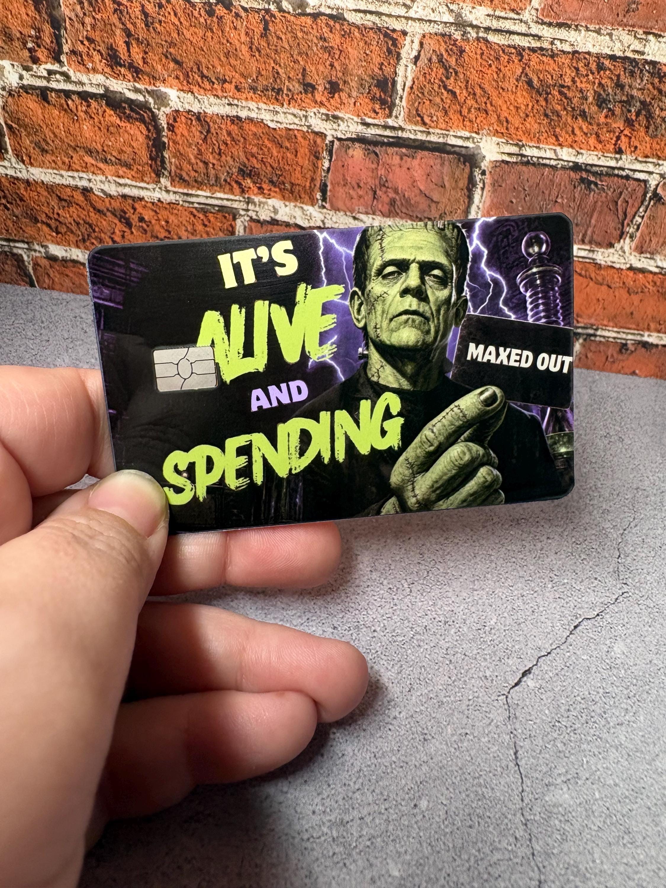 It's Alive and Spending Card Skin | Funny Frankenstein Halloween Debit Sticker | Maxed Out Cover, view 4