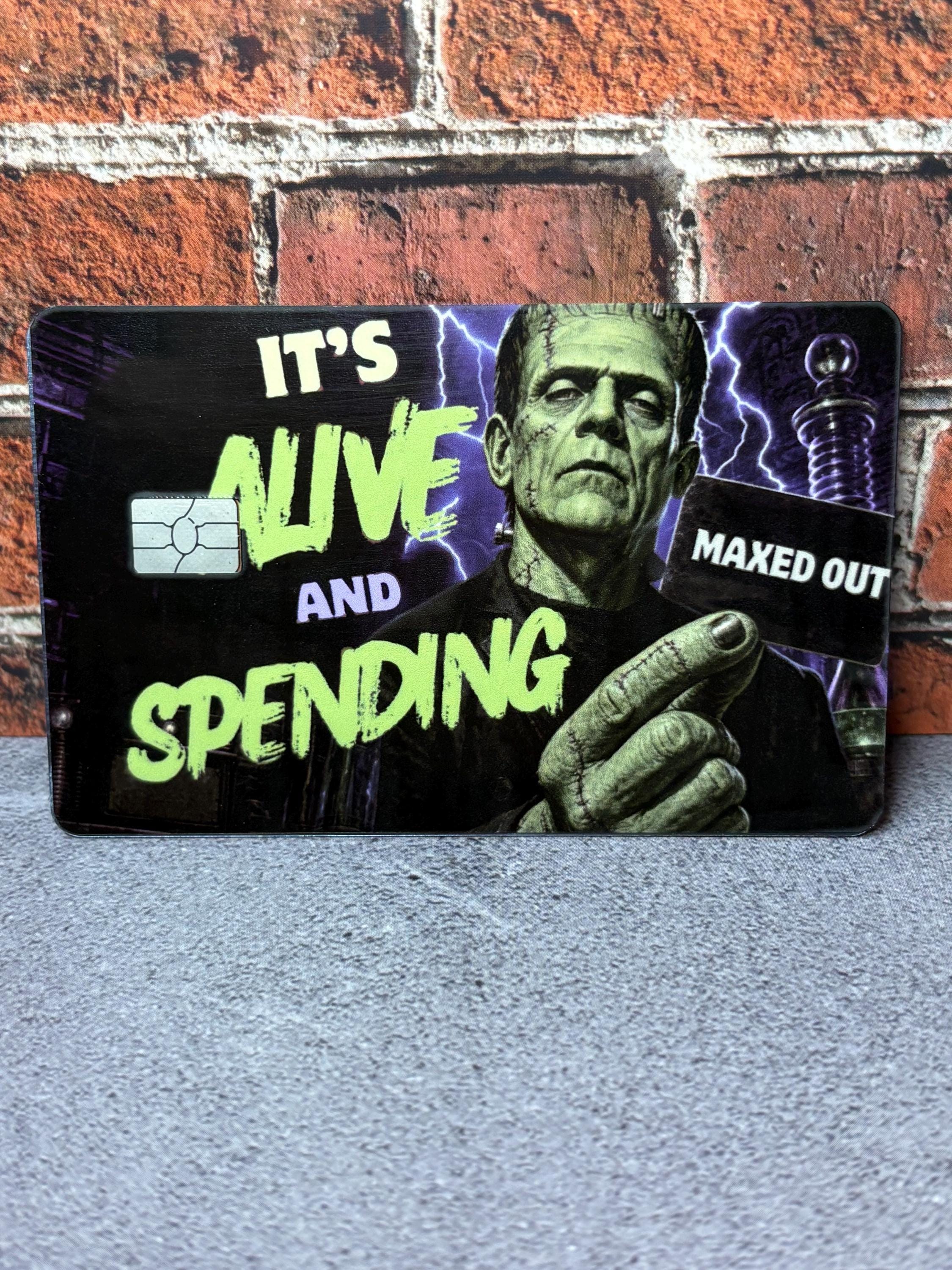 It's Alive and Spending Card Skin | Funny Frankenstein Halloween Debit Sticker | Maxed Out Cover, view 5